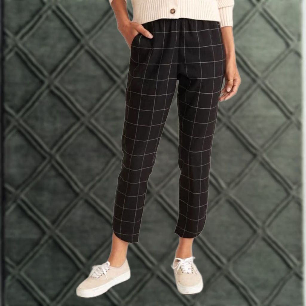 Marine Layer Marine Layer Pants Women Allison Black Windowpane Pull On Tencel Size S Size 28" / US 6 / IT 42 - 1 Thumbnail