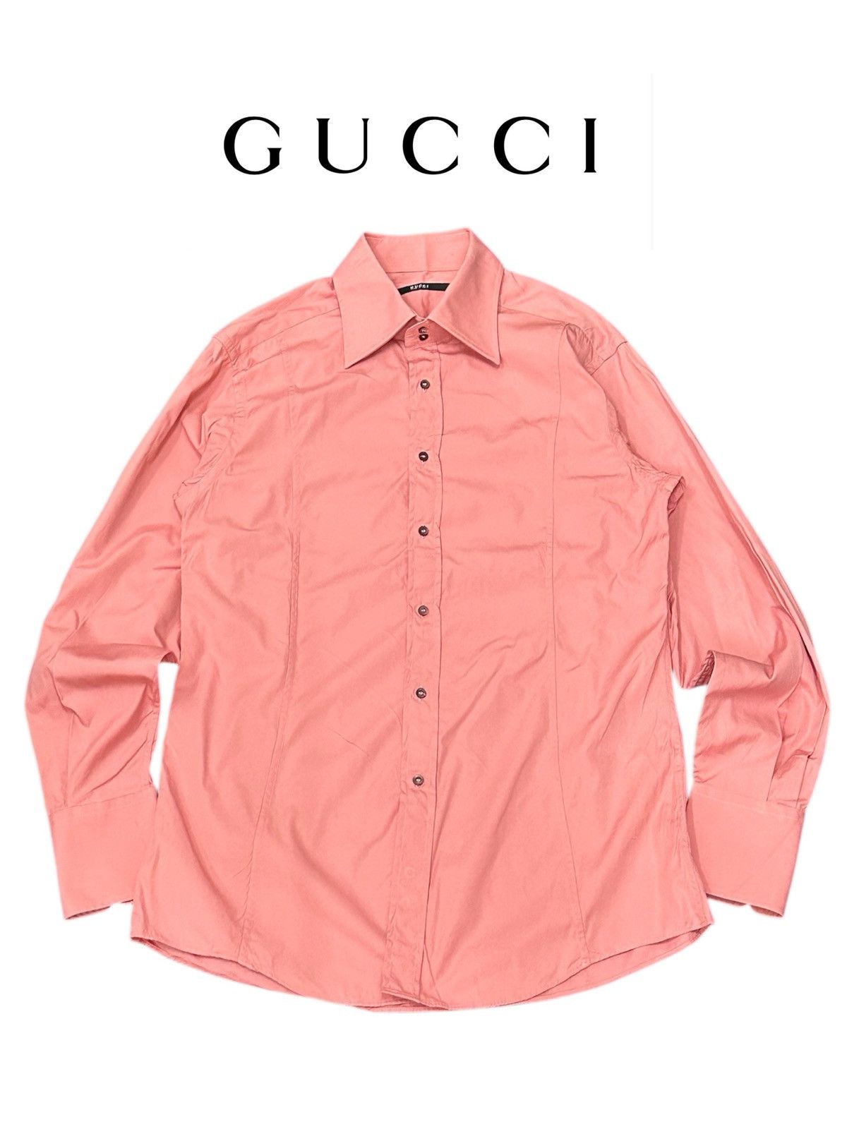 Gucci Gucci Panelled Button Heavy Cotton Up Shirt (Dusky Pink) Size US S / EU 44-46 / 1 - 1 Thumbnail