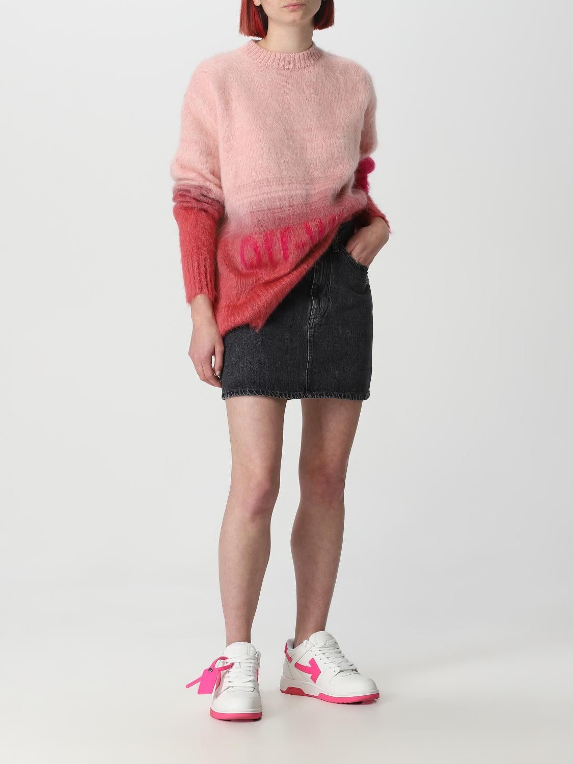 Off-White o1y1225 Crewneck Sweater in Blush/Red Size XS / US 0-2 / IT 36-38 - 2 Thumbnail