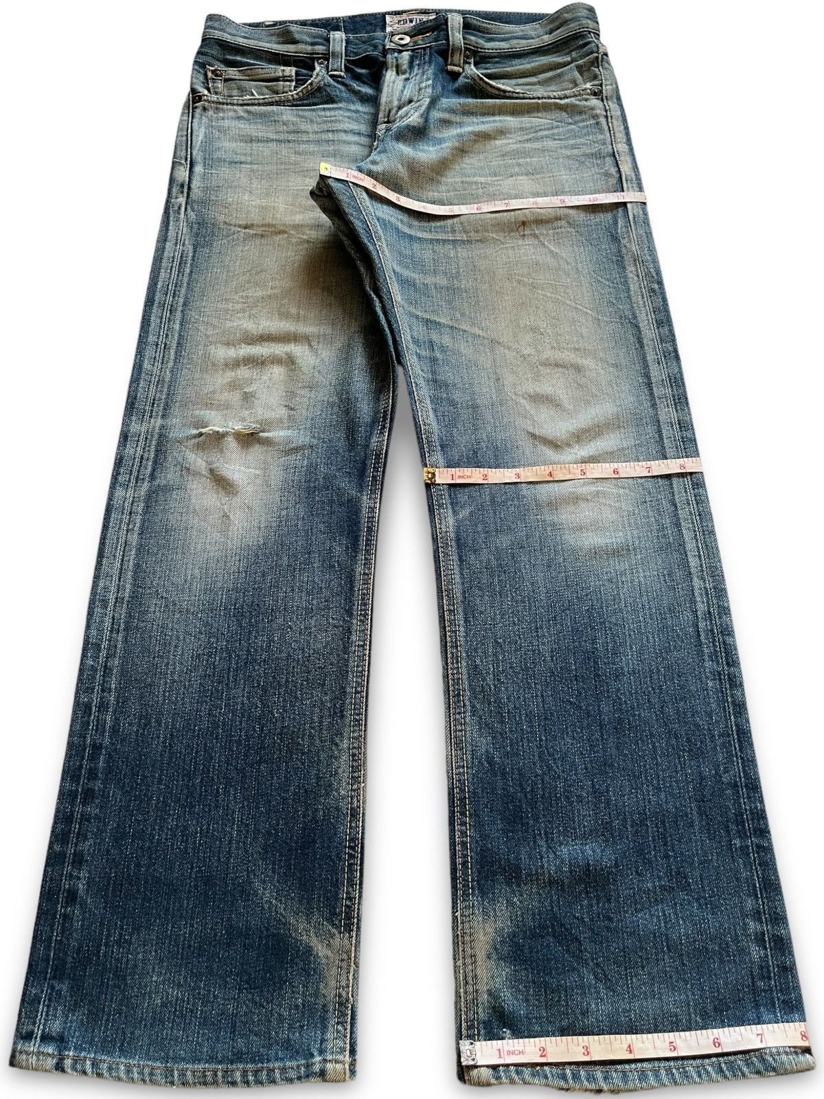 Edwin Vintage Japanese Edwin Mud Wash Distressed Loose Jeans Size US 31 - 13 Thumbnail