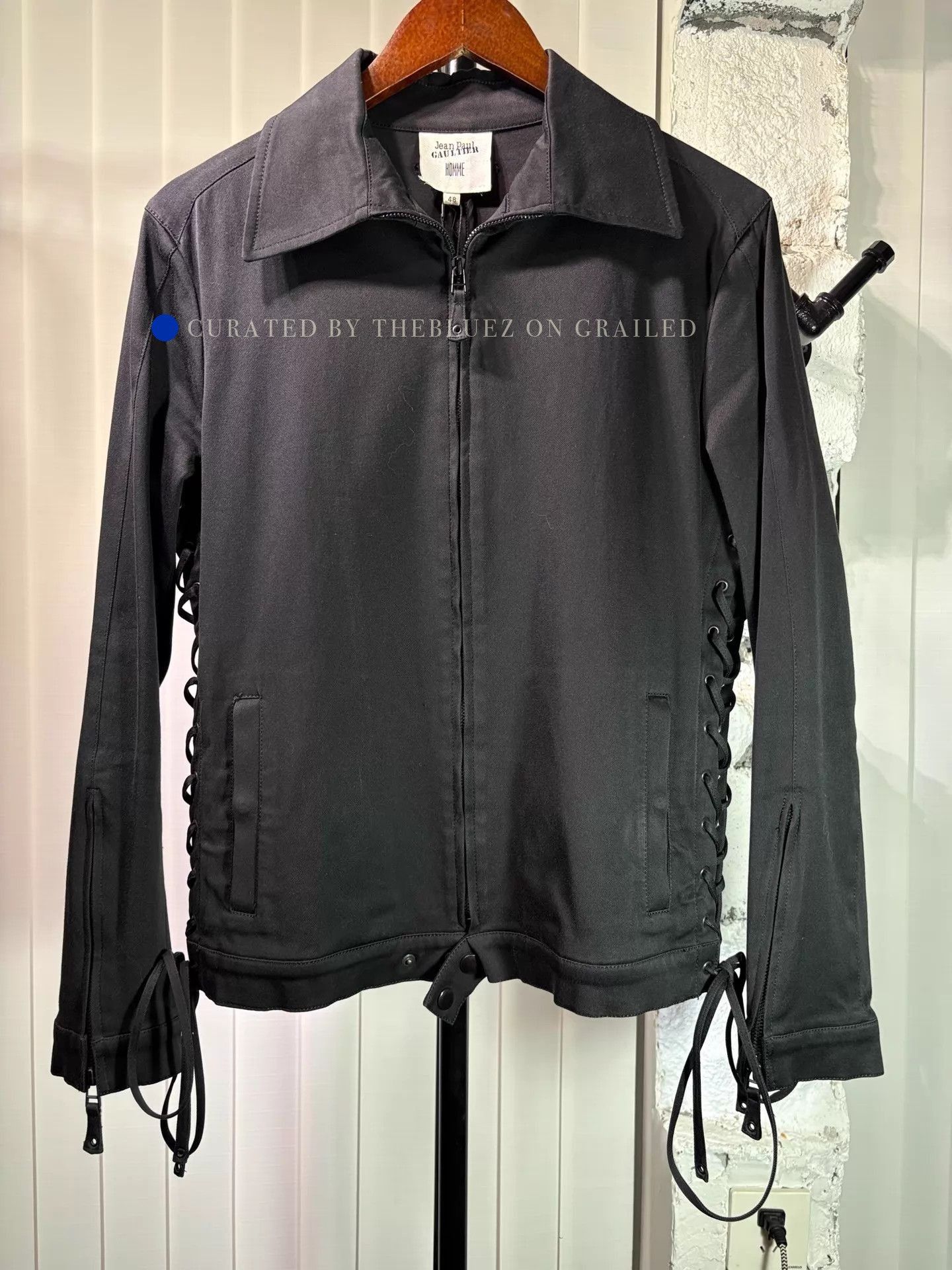 Jean Paul Gaultier 90s Strappy Drawstring Black Jacket Size US S / EU 44-46 / 1 - 1 Thumbnail
