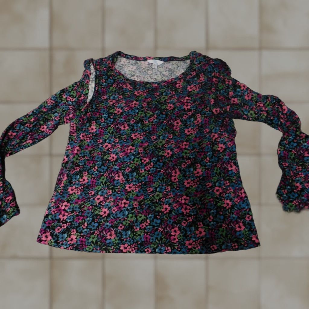 Vintage Time and Tru Blouse M Women Red Floral Crew Neck Long Sleeve Pullover Casual Viscose Shirt Size M / US 6-8 / IT 42-44 - 1 Thumbnail