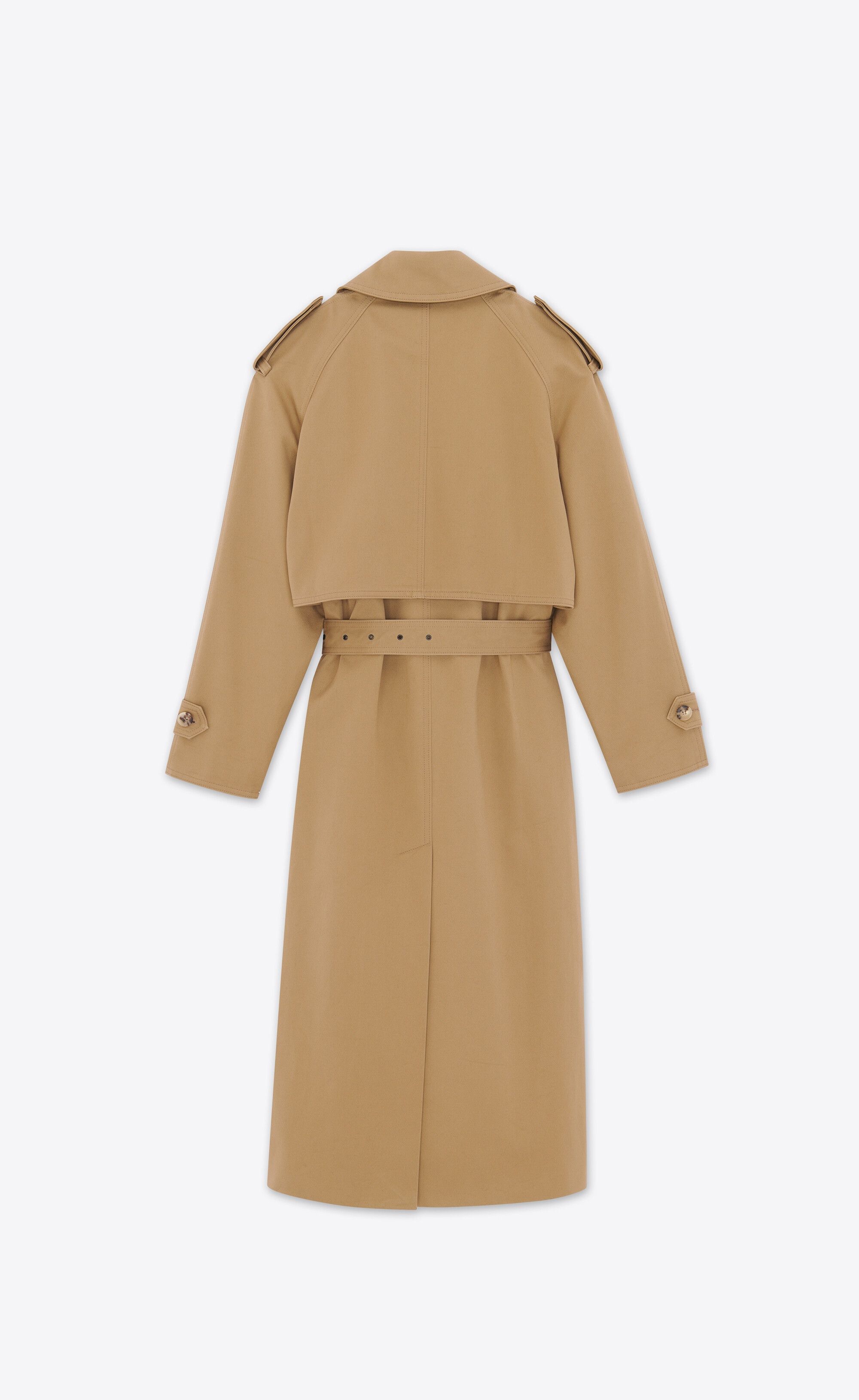 Saint Laurent Paris o1s1wg110225 725556 Trench Coat In Gabardine in Beige Size S / US 4 / IT 40 - 3 Thumbnail
