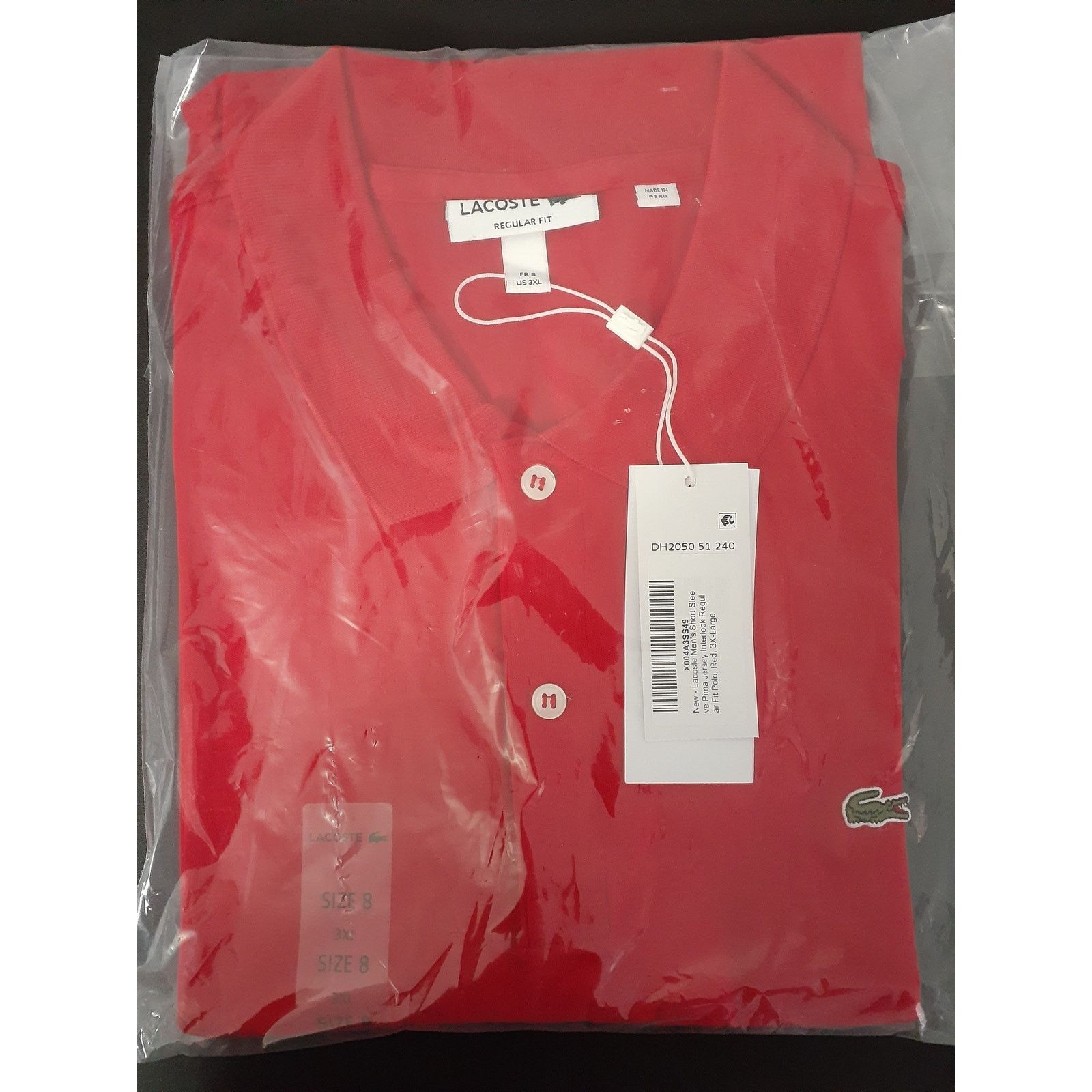 Lacoste Lacoste Mens Short Sleeve Pima Jersey Regular Fit Polo 3XL Size US XXL / EU 58 / 5 - 3 Thumbnail