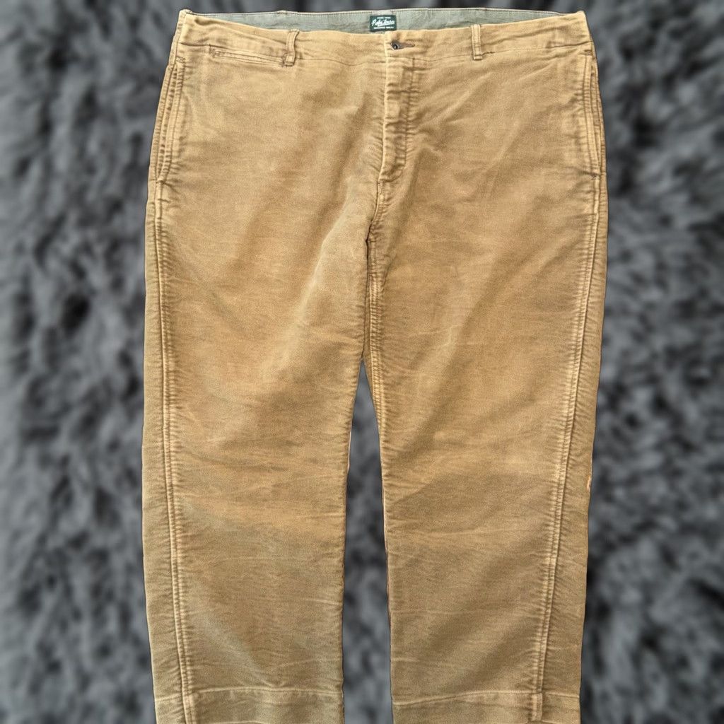 Polo Ralph Lauren VINTAGE Polo Ralph Lauren Suffield Pant Moleskin 42x30 Straight Brown Pockets - Polo Ralph Lauren Pants Size US XL / EU 56 / 4 - 1 Thumbnail