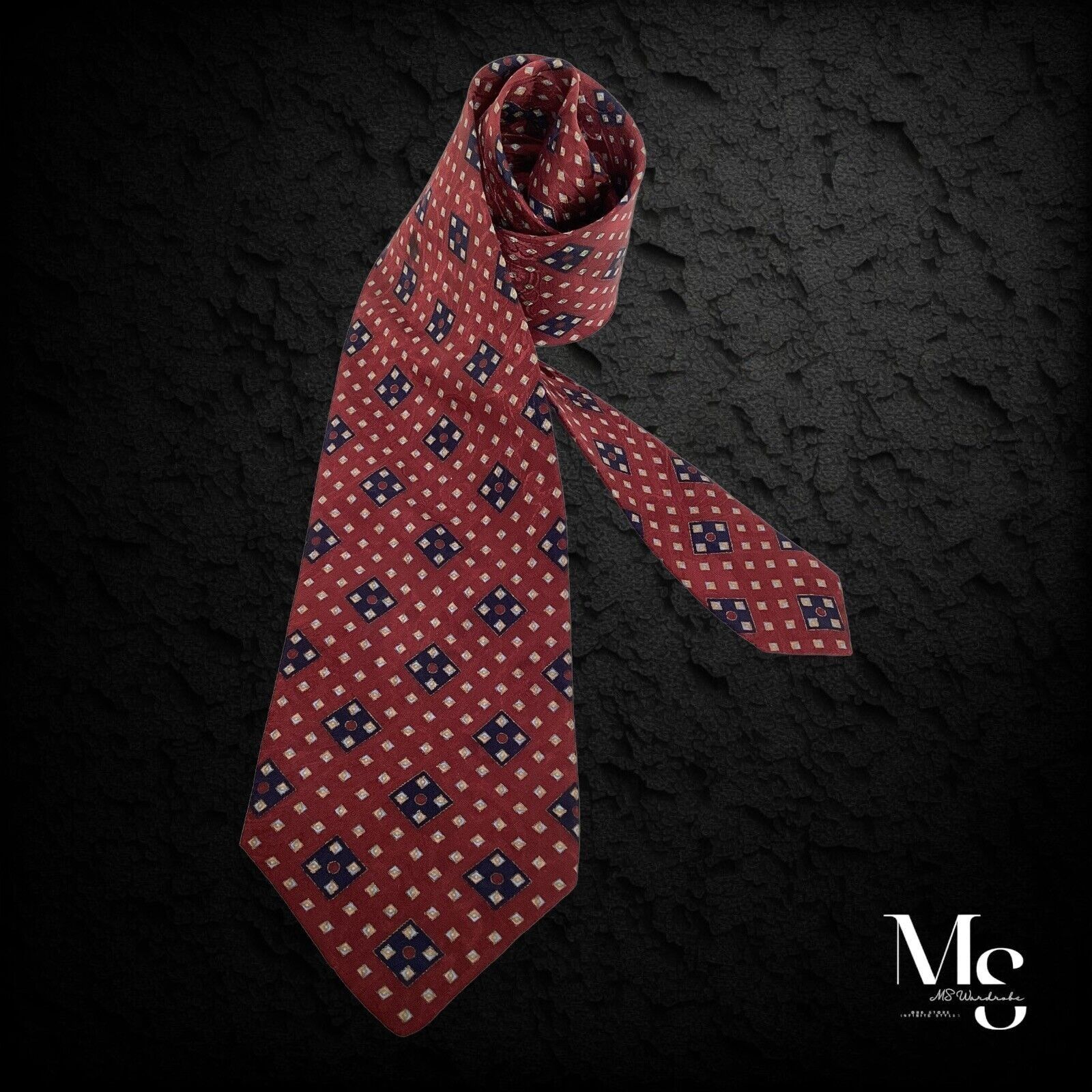 STEFANO RICCI XL Burgundy Geometric With 3D Paisley Silk Tie