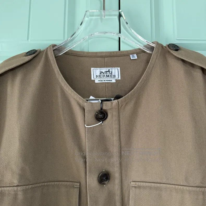 Hermes Hermes Men's Round Neck Shirt Jacket, Khaki, 100% Pure Cot Size US XXS / EU 40 - 8 Thumbnail