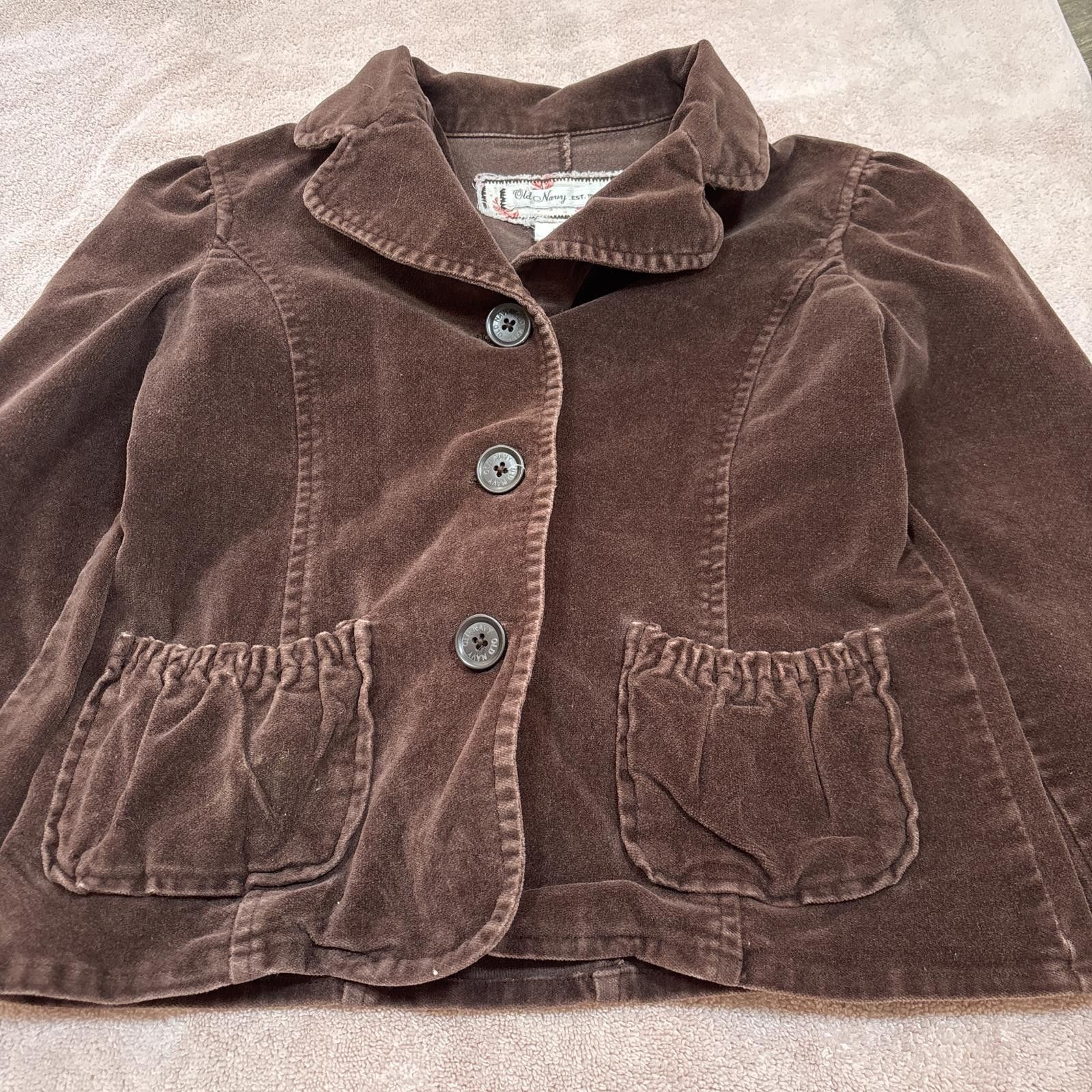 Old Navy y2k brown velvet cropped jacket Size M / US 6-8 / IT 42-44 - 4 Thumbnail