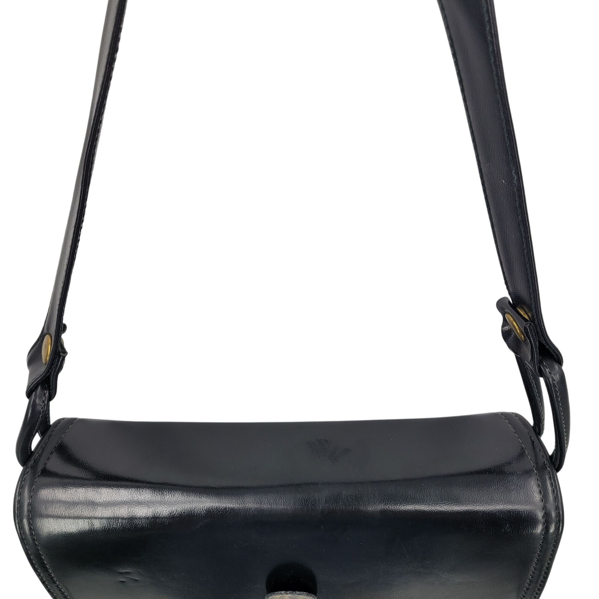 Vintage Vintage 60s Handbag Black Leather Shoulder Bag Adjustable S Size ONE SIZE - 16 Thumbnail