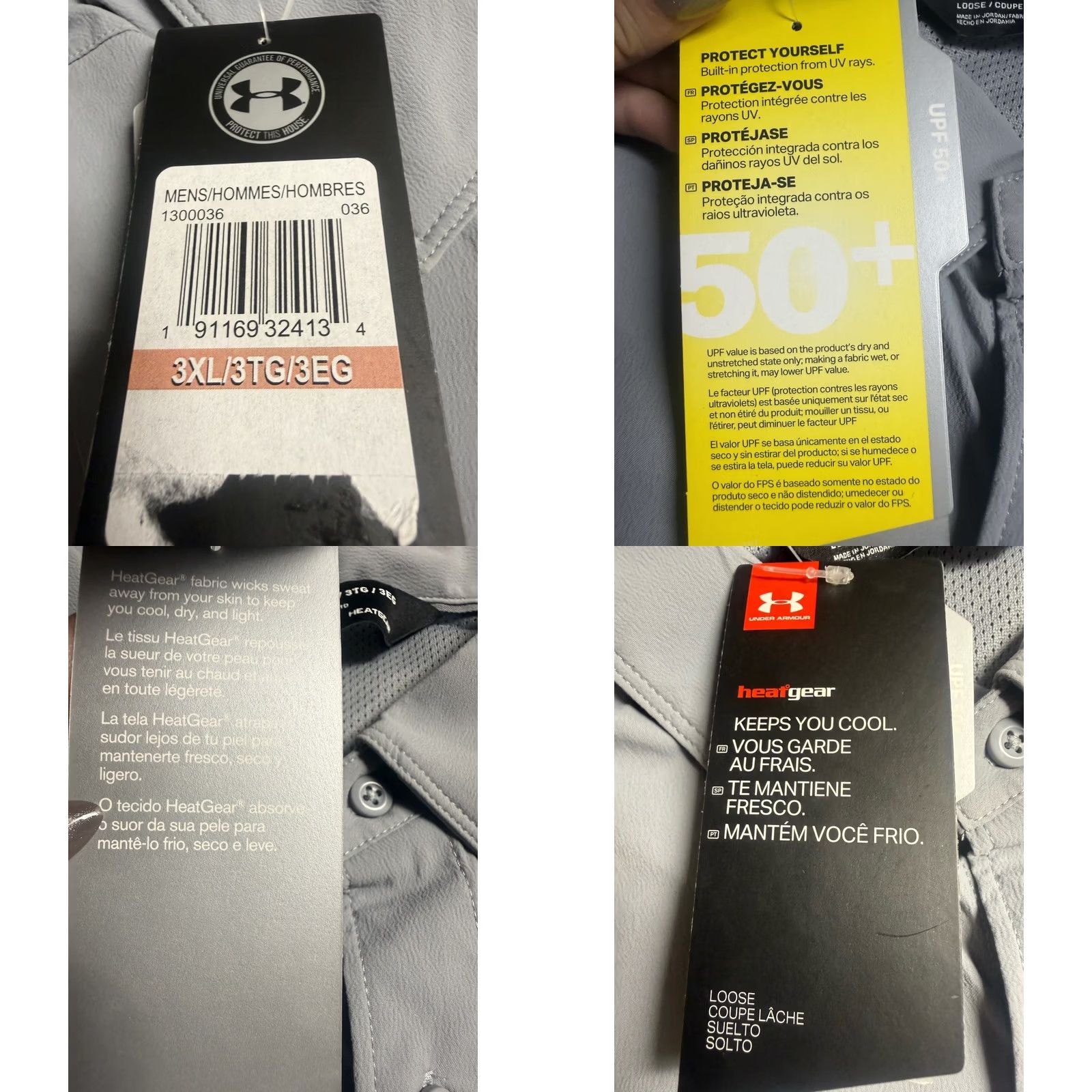 Under Armour VINTAGE: Under Armour Vented Shirt Mens 3XL Gray HeatGear Loose Outdoor Button Up NEW Size US XXL / EU 58 / 5 - 9 Thumbnail