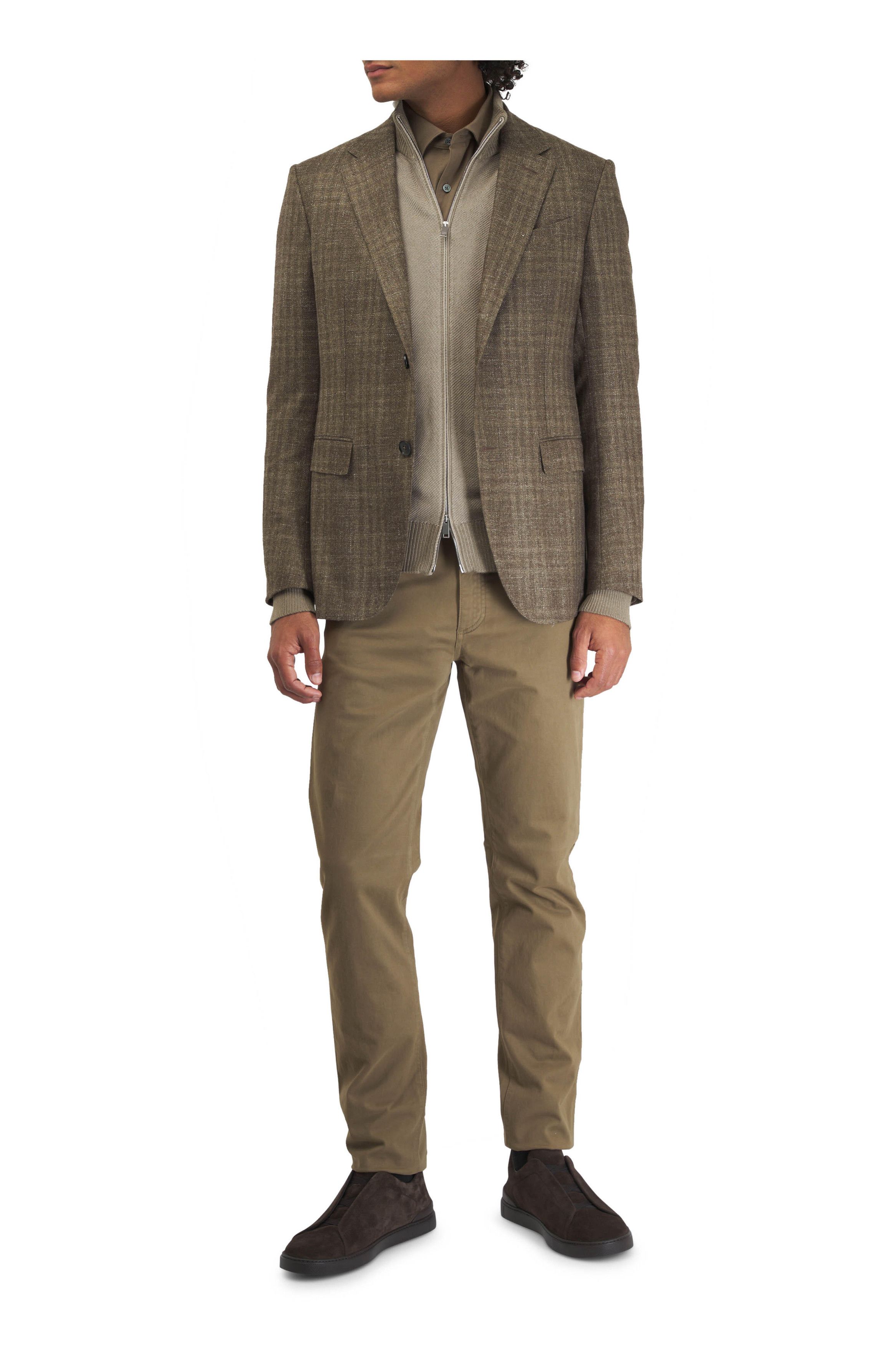 Z Zegna o1mtch0225 Plaid Wool Silk & Linen Sportcoat in Green Size US XXL / EU 58 / 5 - 4 Thumbnail