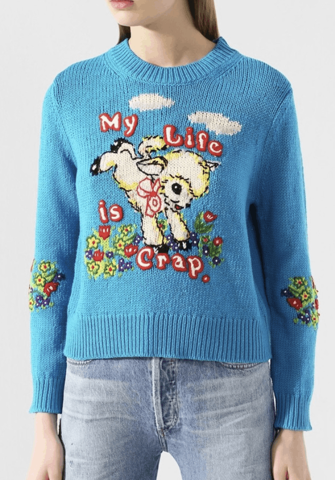 Marc Jacobs o1tko10326 "My Life is Crap" Intarsia Sweater in Blue Size US S / EU 44-46 / 1 - 2 Thumbnail