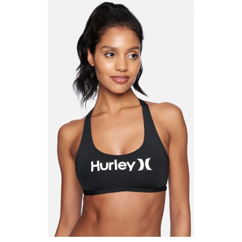 Hurley HURLEY Juniors' One And Only Solid Scoop Bikini Top Black L Size L / US 10 / IT 46 - 1 Thumbnail