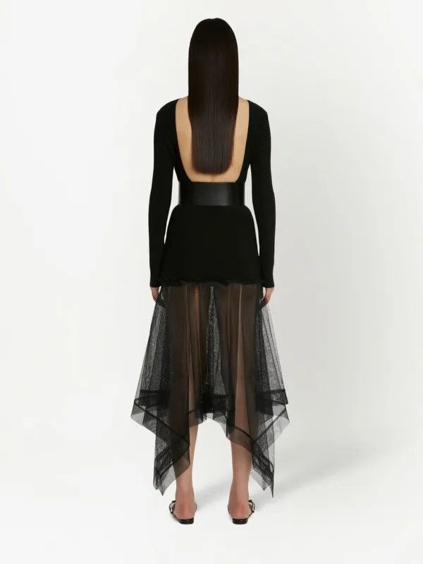 Alexander McQueen o1y0325 Midi Dress in Black Size M / US 6-8 / IT 42-44 - 4 Thumbnail