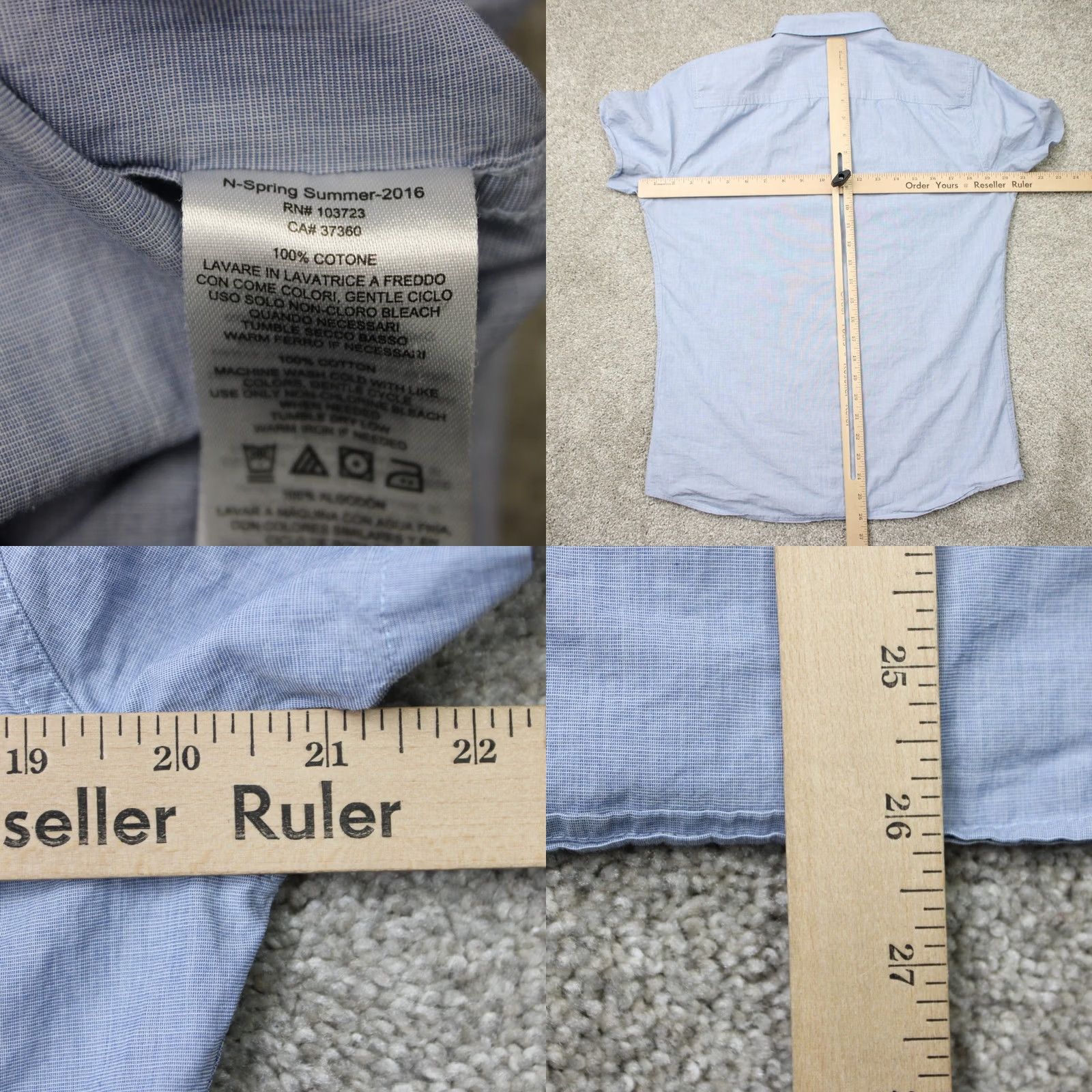 Armani Exchange A/X Armani Exchange Shirt Mens Medium Blue Cotton Fitted Casual Short Sleeve Size US M / EU 48-50 / 2 - 8 Thumbnail