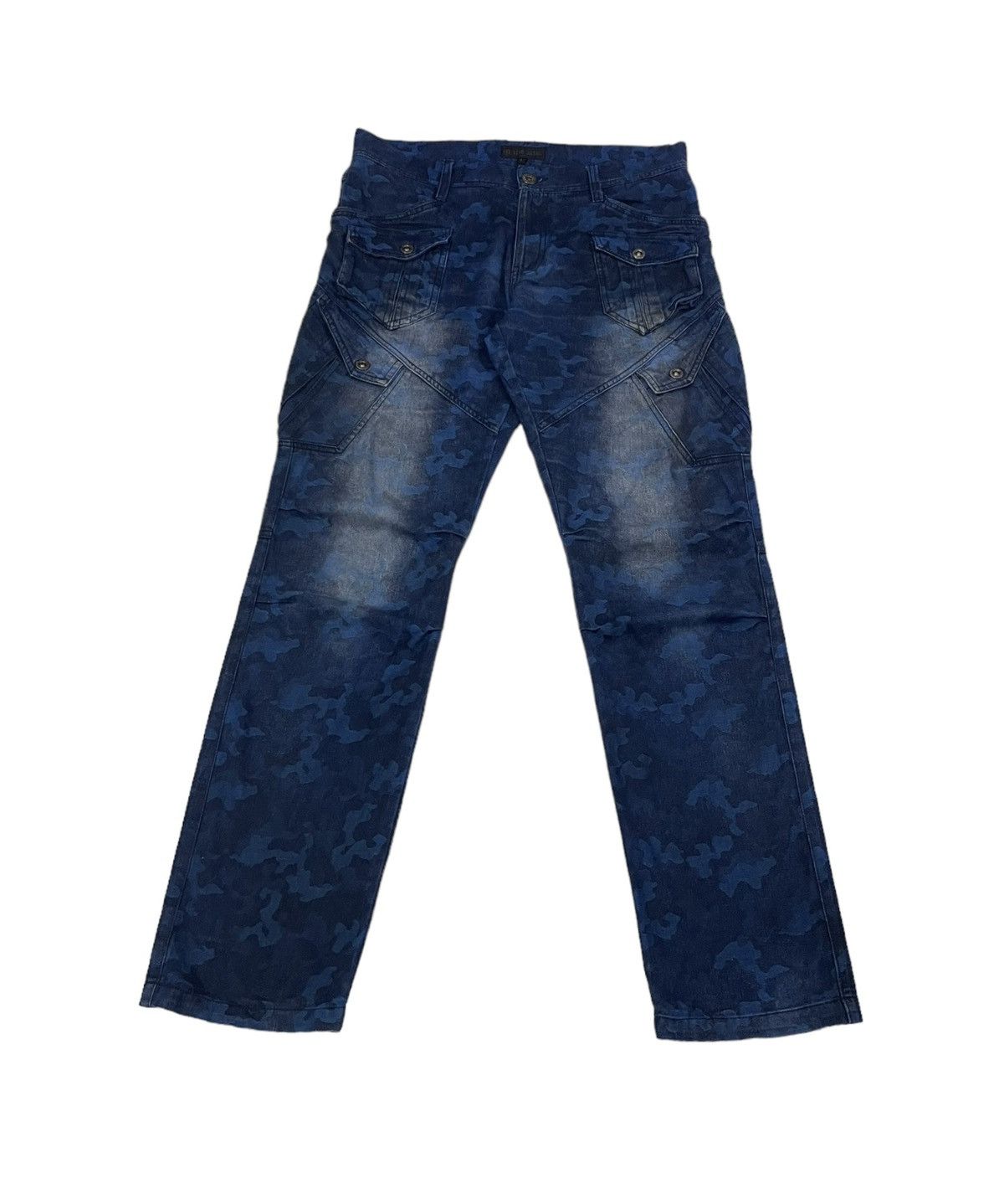 In The Attic InTheAttic Japan Blue Camo Cargo Jeans Size US 34 / EU 50 - 2 Thumbnail