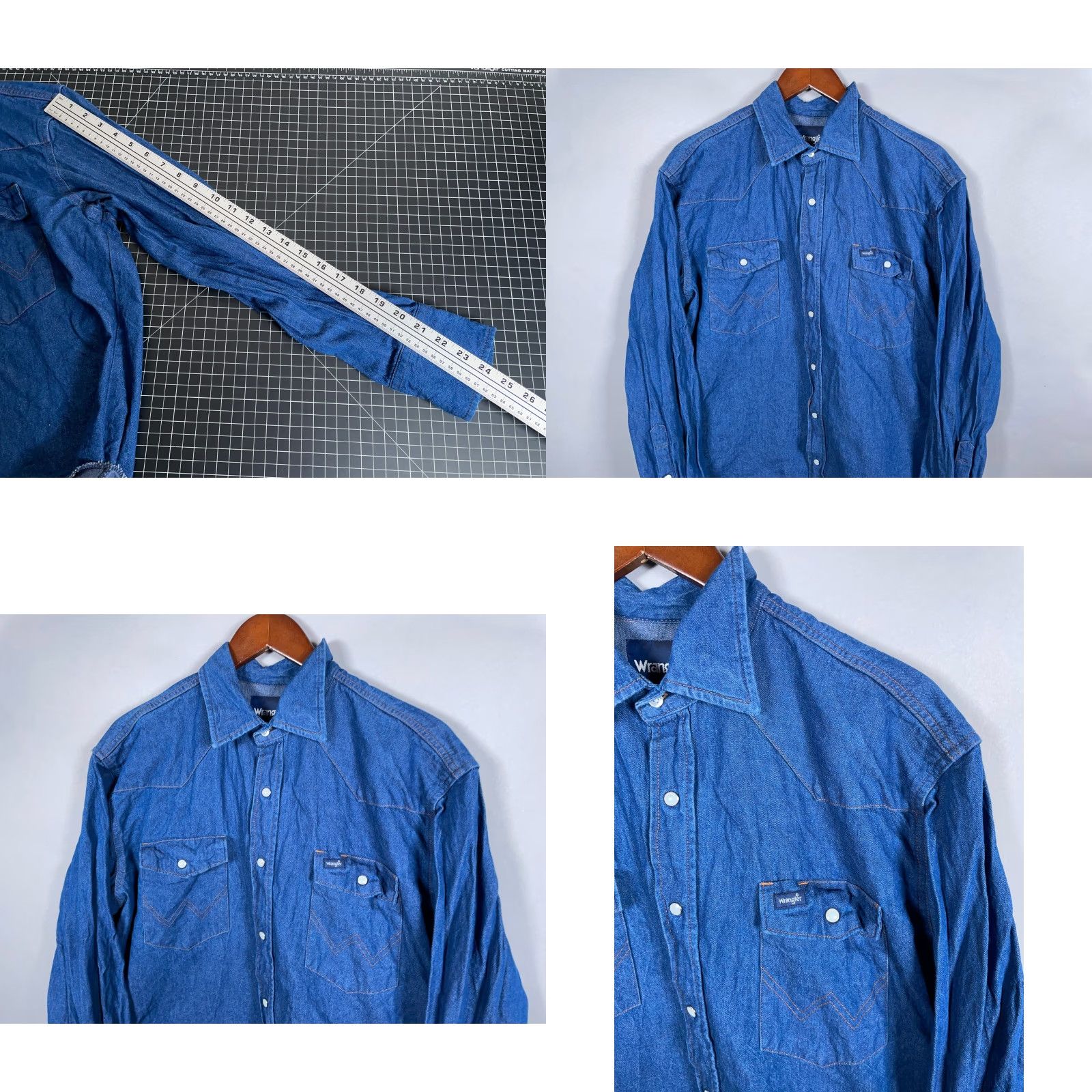 Wrangler Vintage Wrangler denim shirt men Large blue western pearl snap casual workwear Size US L / EU 52-54 / 3 - 8 Thumbnail