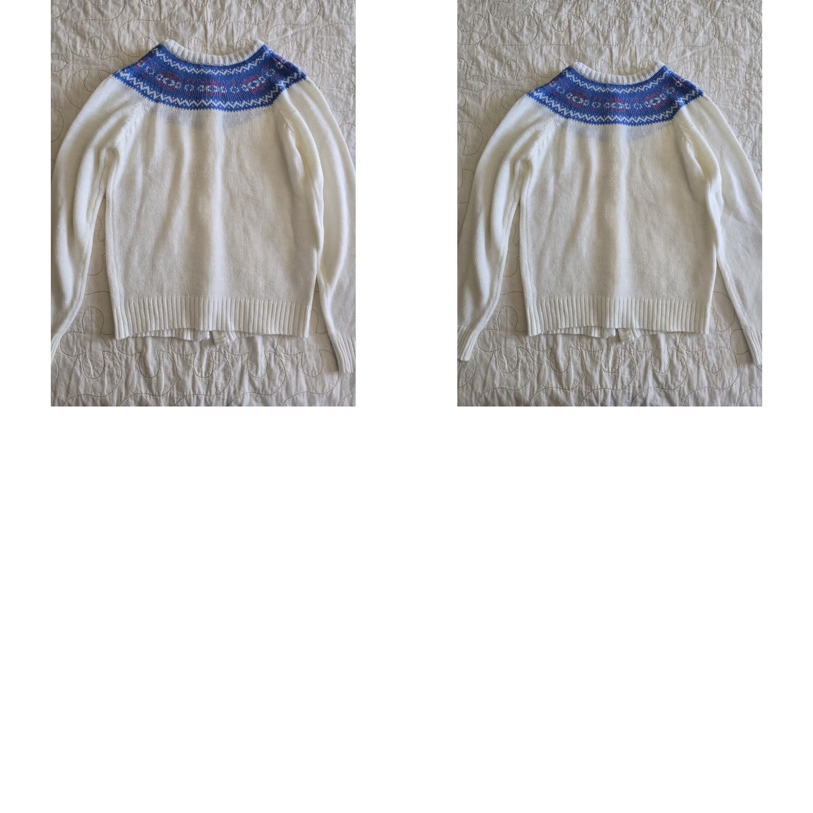 Vintage VINTAGE Faire Isle White & Blue Acrylic Sweater Womens M/L 70s 80s knit Size M / US 6-8 / IT 42-44 - 8 Thumbnail