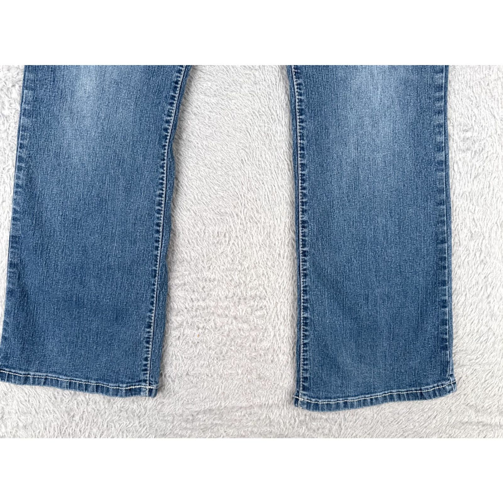 Denime Roz & Ali Jeans Women 12P Blue Denim Bootcut Mid Rise 30x28 Embellished Embroidered Logo 5-Pocket Design Cotton Denim Jeans Womens Size 34" / US 12 / IT 48 - 2 Thumbnail