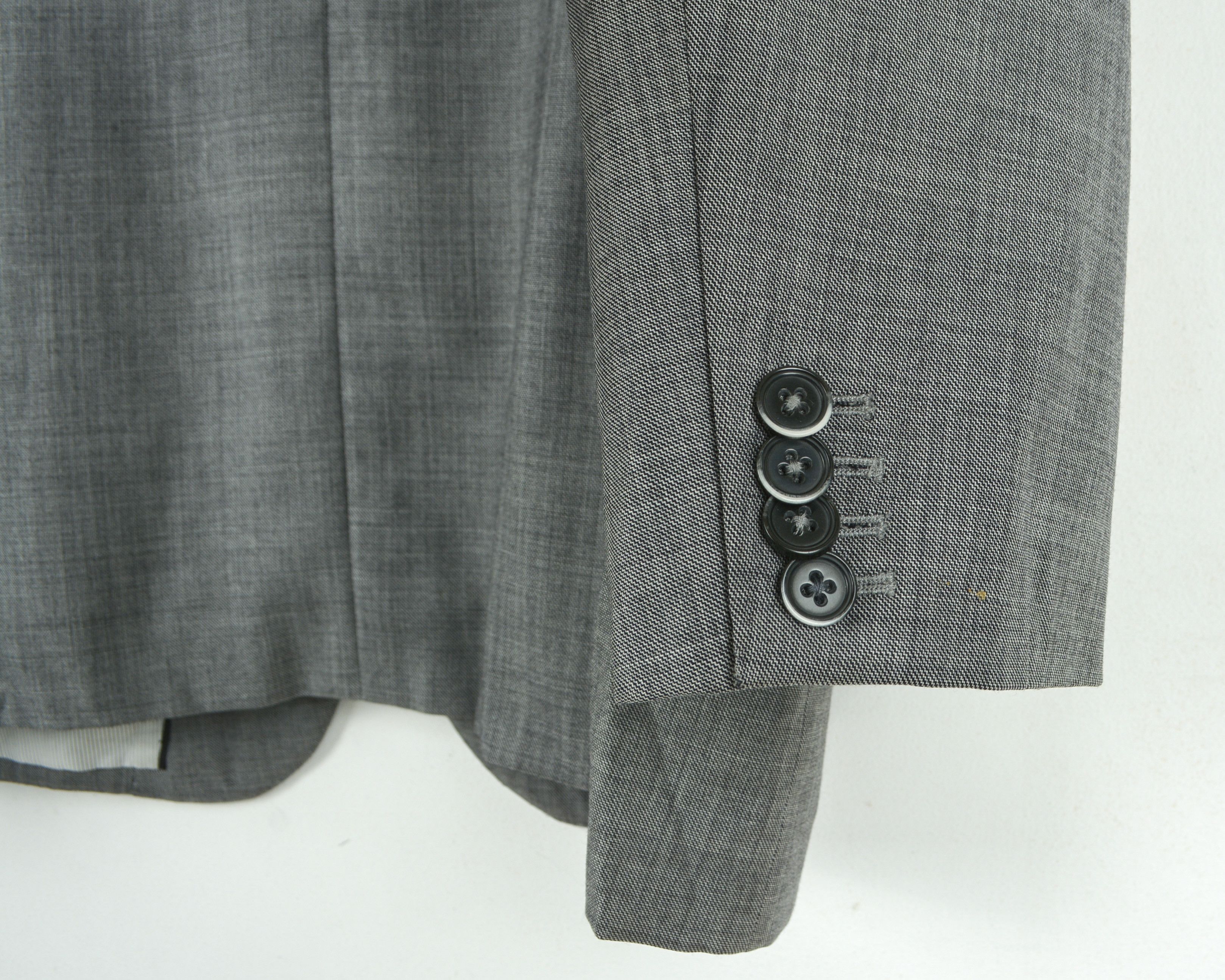 Designer STUDIO MILANO Textured Pattern Wool Blazer Jacket Grey Size 42R - 4 Thumbnail