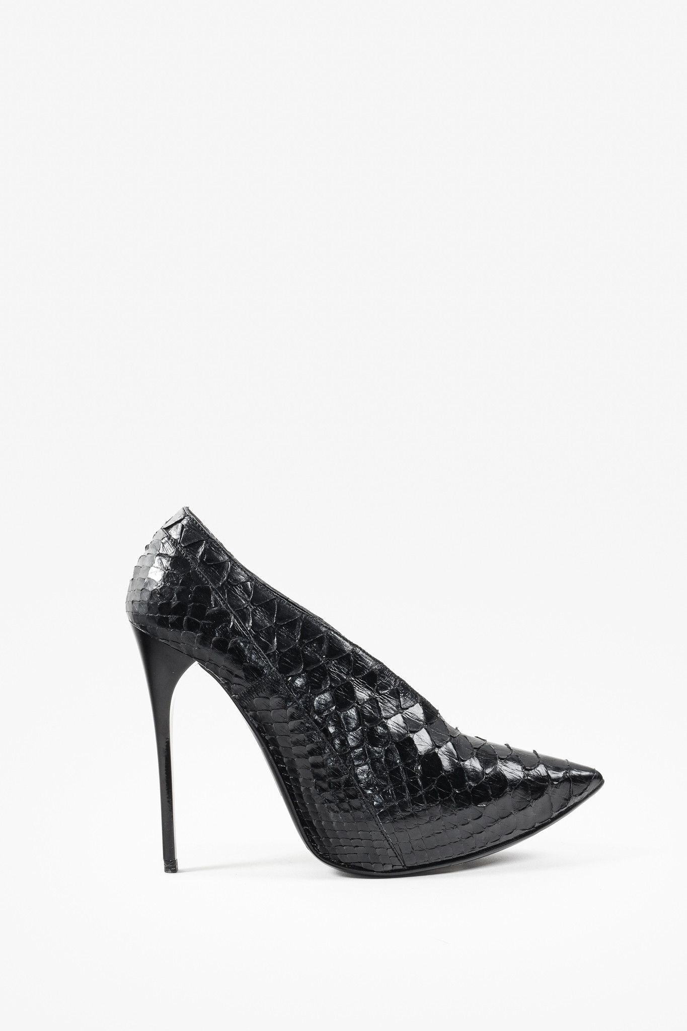 image of Burberry Prorsum Python Snakeskin Booties in Black, Women's (Size 7)