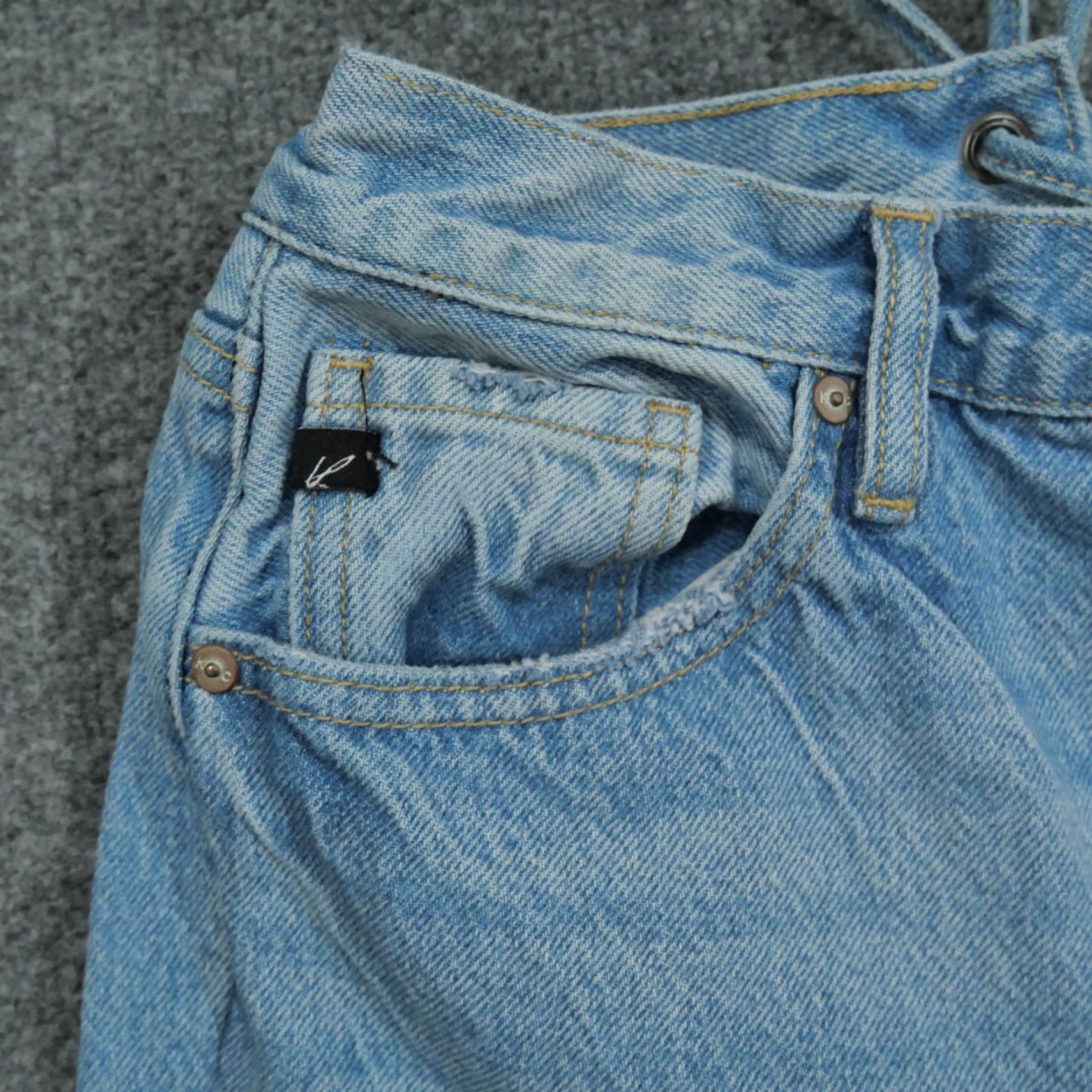 Vintage Kancan Jeans Womens 7 27 Blue Pants Wideleg Raw Hem Back Lace Up 28x28 Jeans Womens Size 28" / US 6 / IT 42 - 3 Thumbnail