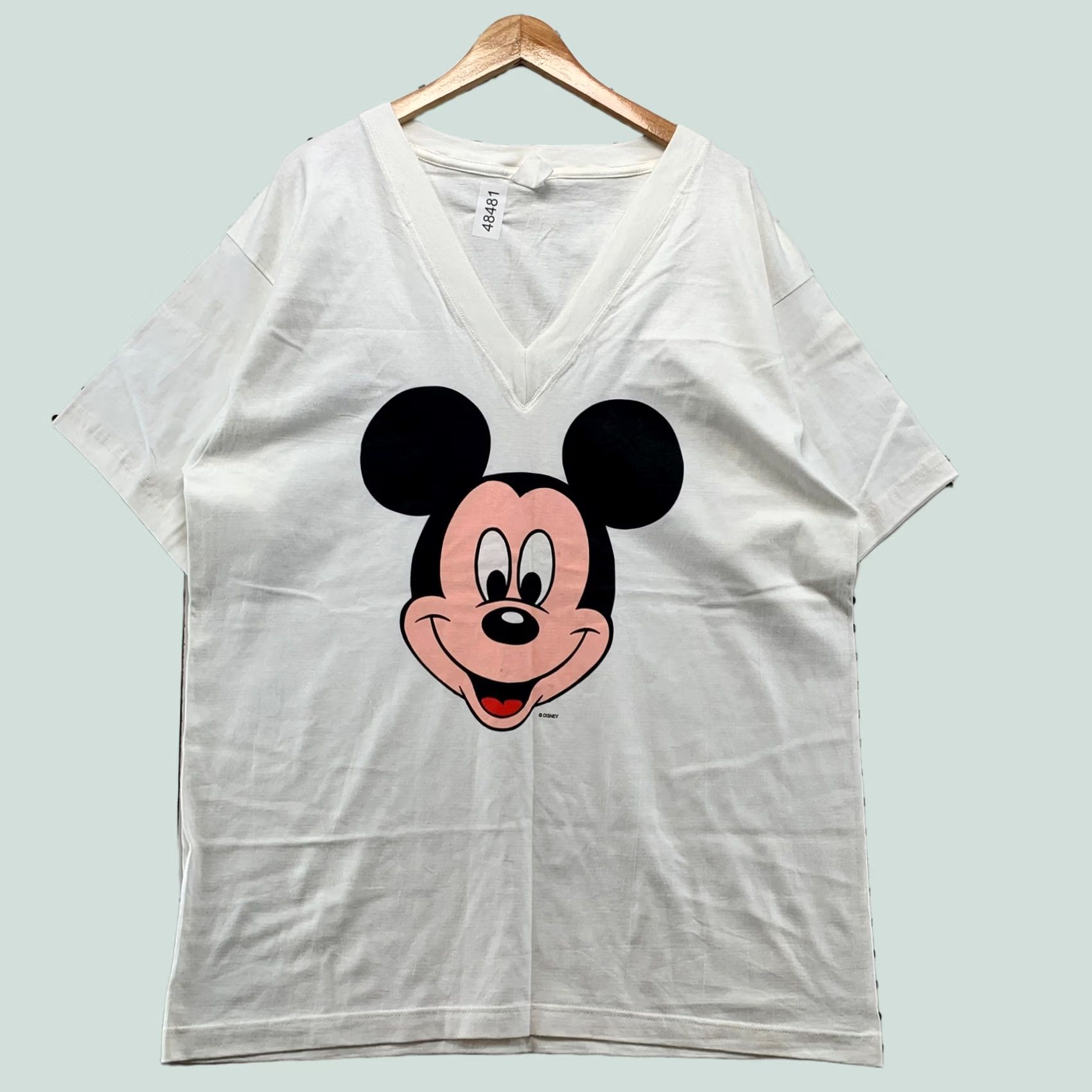 Disney VINTAGE Disney Mickey Mouse T Shirt Mens XL White 90s V Neck Graphic Tee Size US XL / EU 56 / 4 - 1 Thumbnail