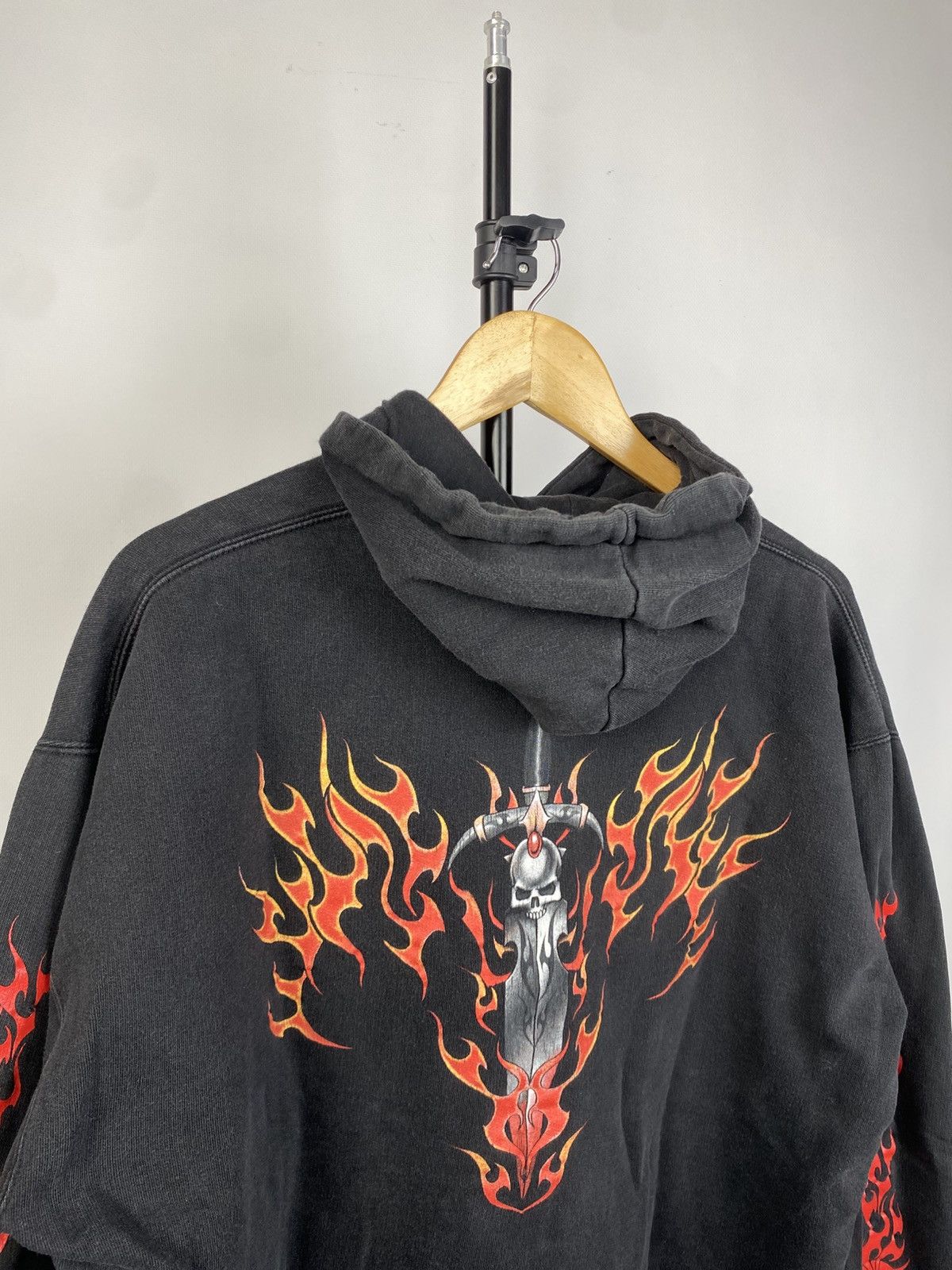 Japanese Brand × Vintage Vintage 90s Y2K Faded Flame Skull Spiral Hoodie Size US S / EU 44-46 / 1 - 10 Thumbnail