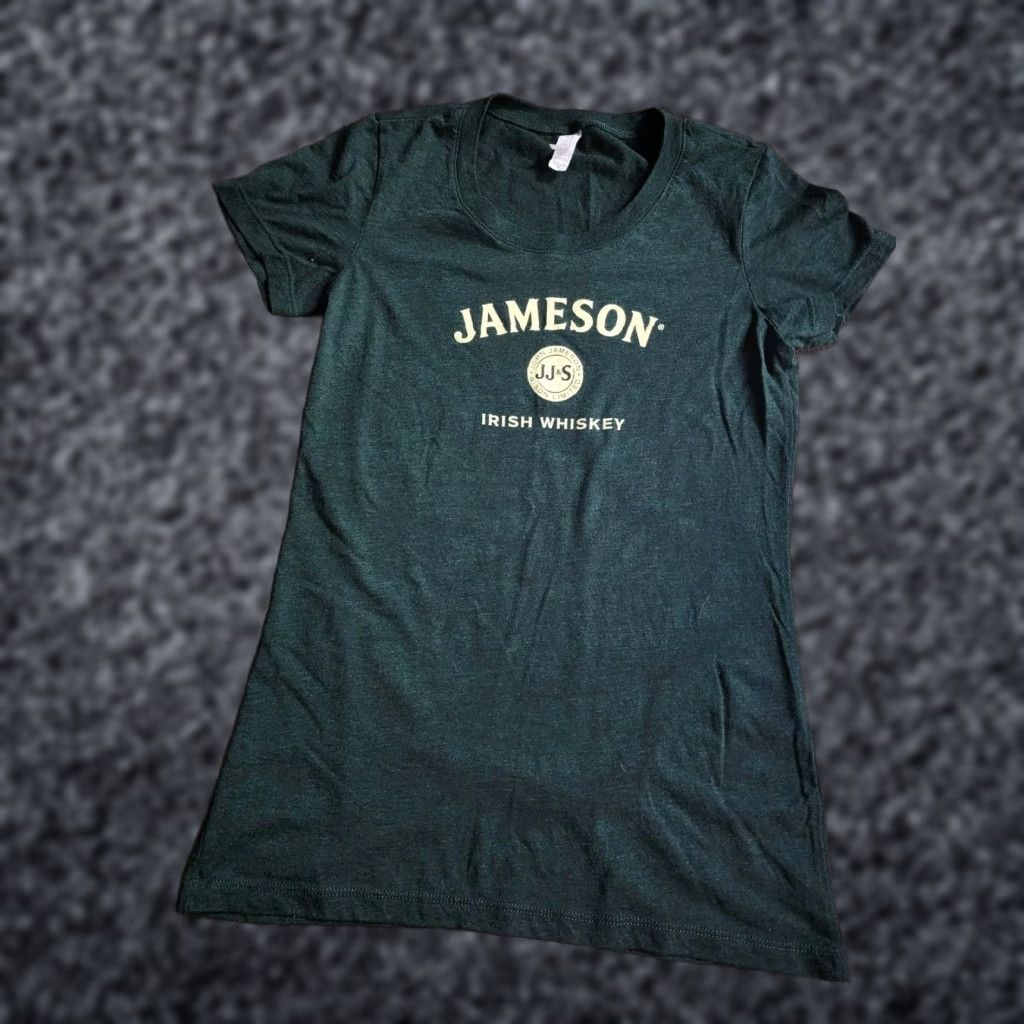 Vintage Womens M Jameson Irish Whisky Logo Slim Fit T Shirt Green Size M / US 6-8 / IT 42-44 - 1 Thumbnail