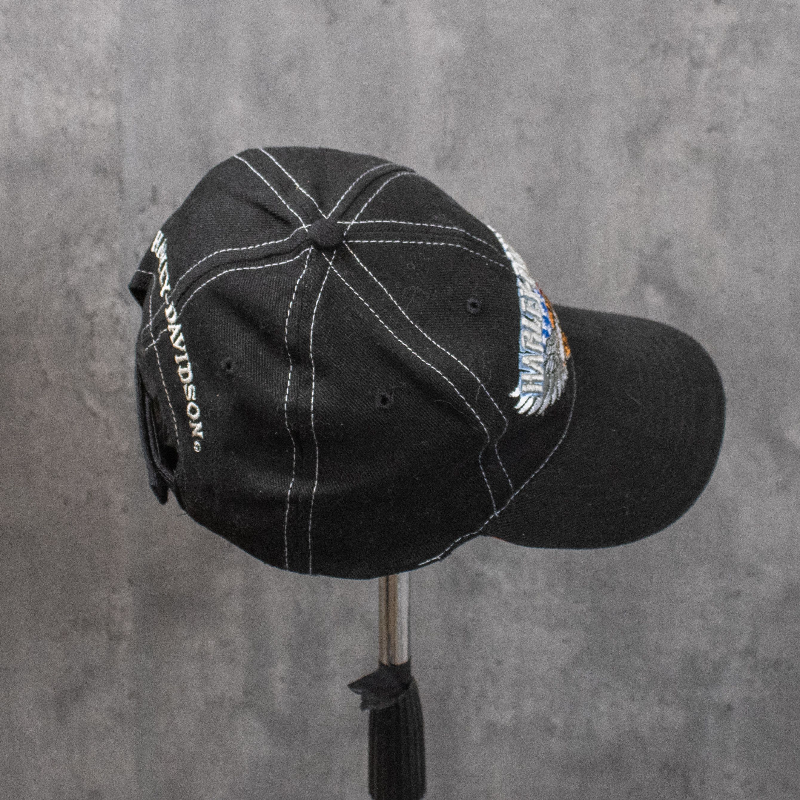 Harley Davidson Y2K 2000's 00's Harley Davidson Black 6 Pannel Hat Size ONE SIZE - 2 Thumbnail