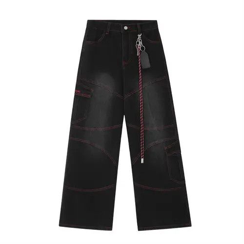 Japanese Brand × Jean Men's loose trendy keychain decorated straight jeans Size US 32 / EU 48 - 1 Thumbnail