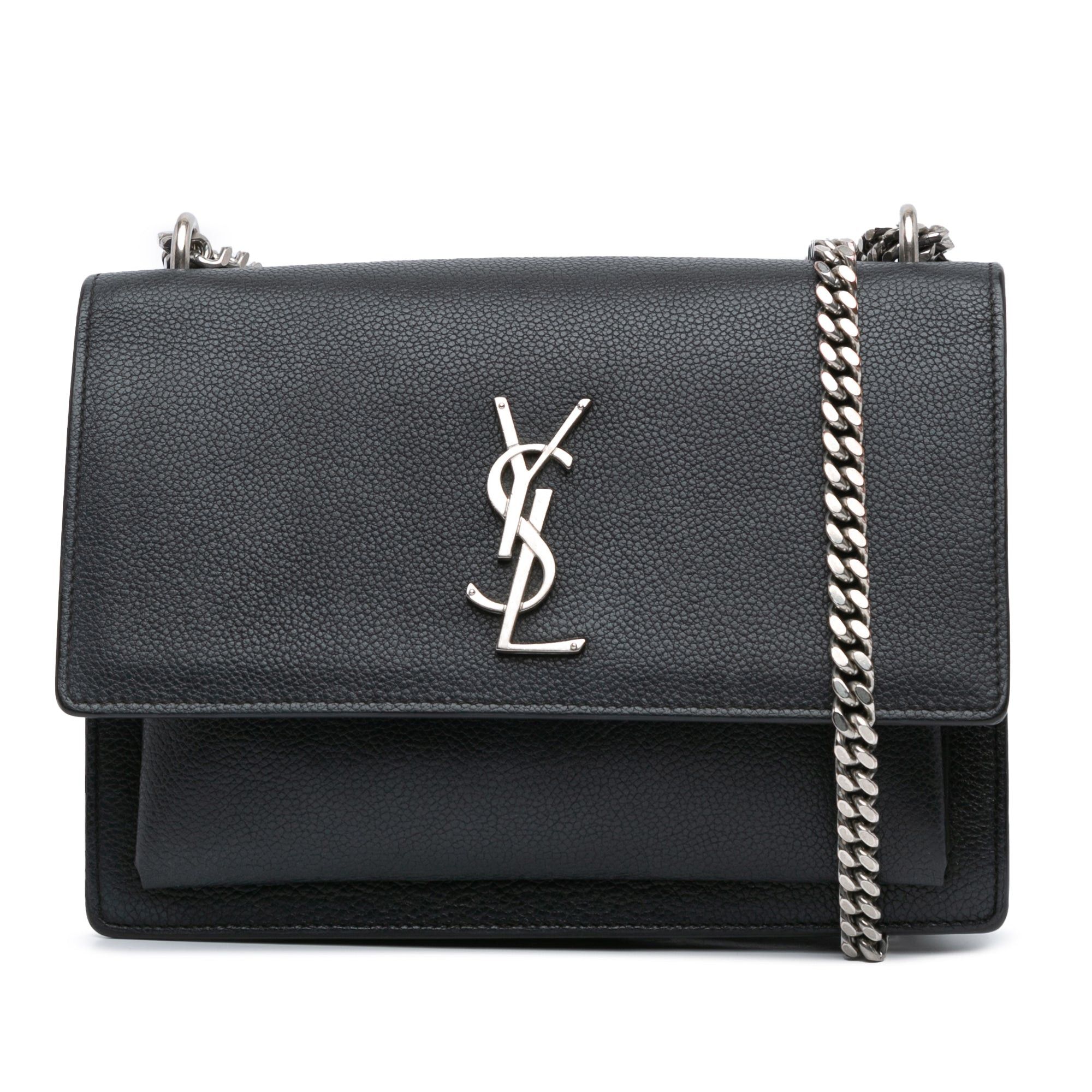 Saint Laurent Paris Saint Laurent Medium Leather Monogram Sunset Crossbody Black Size ONE SIZE - 1 Thumbnail