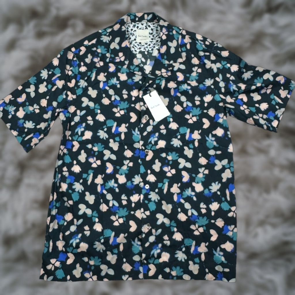 Paul Smith Paul Smith Polo Men’s 100% Cotton S/S Floral Blue Medium Italy Mens Size US M / EU 48-50 / 2 - 1 Thumbnail