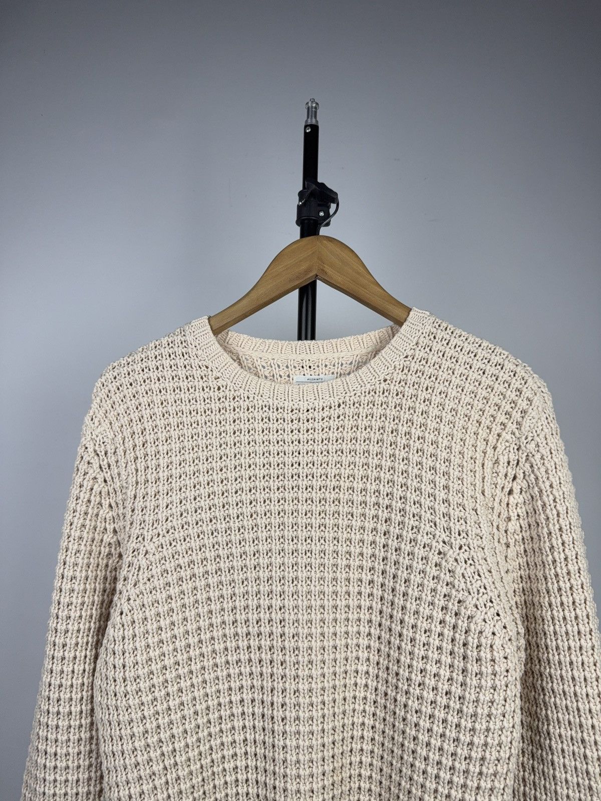 Allsaints Avant Garde 00s AllSaints Cream Waffle Knit Cotton Sweater Size US S / EU 44-46 / 1 - 2 Thumbnail