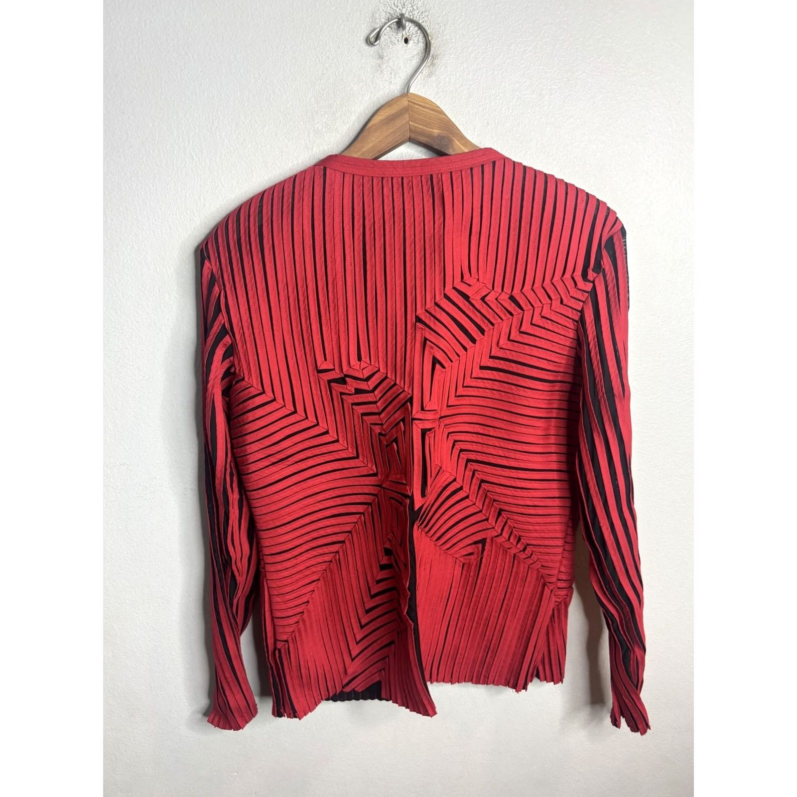 Vintage Peck & Peck Jacket Womens 6 Red Geometric Zip Up Blazer Size M / US 6-8 / IT 42-44 - 5 Thumbnail