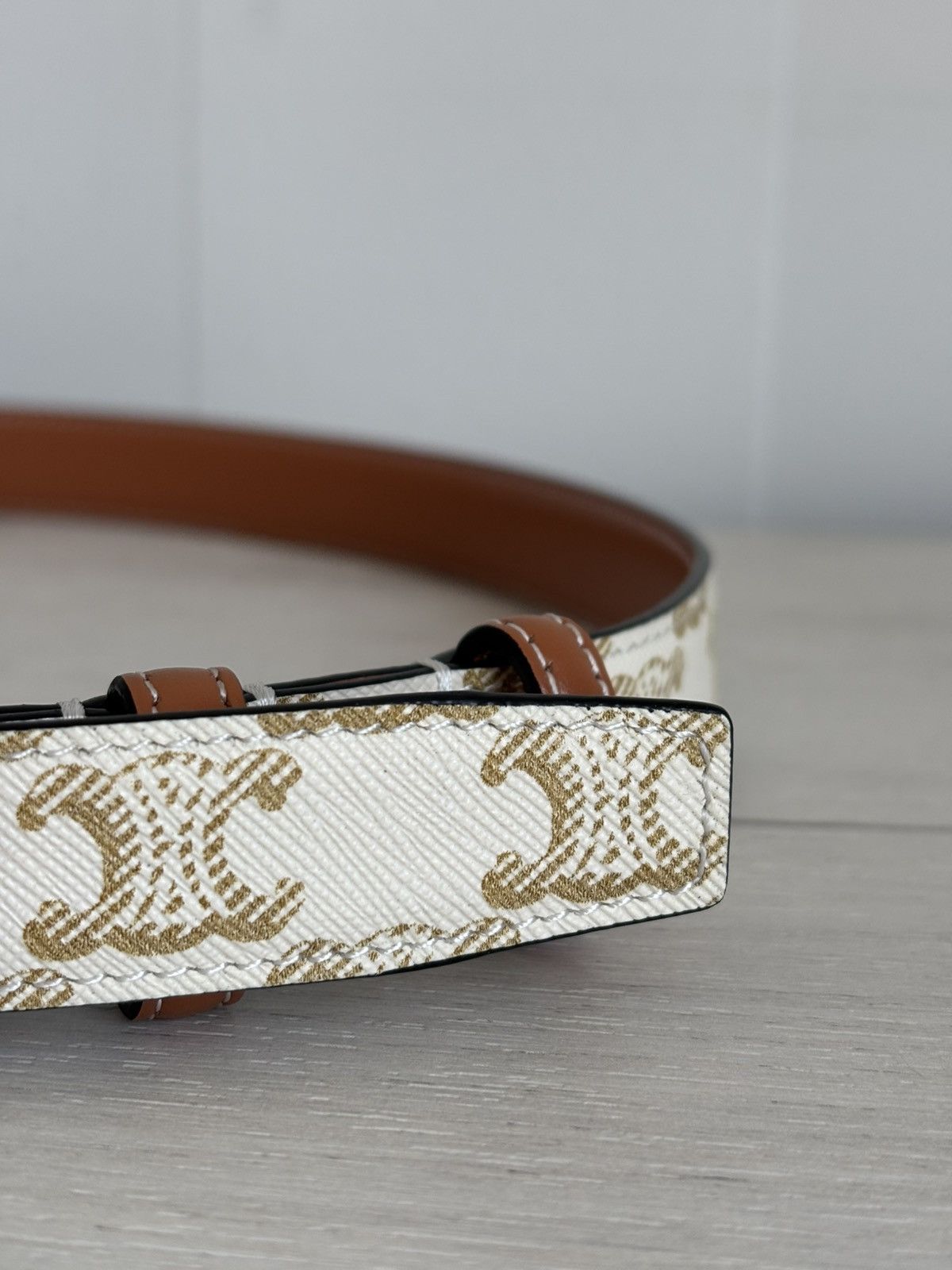 Celine Celine Paris Triomphe Gray/Brown Monogram Belt Made in Italy Size ONE SIZE - 9 Thumbnail