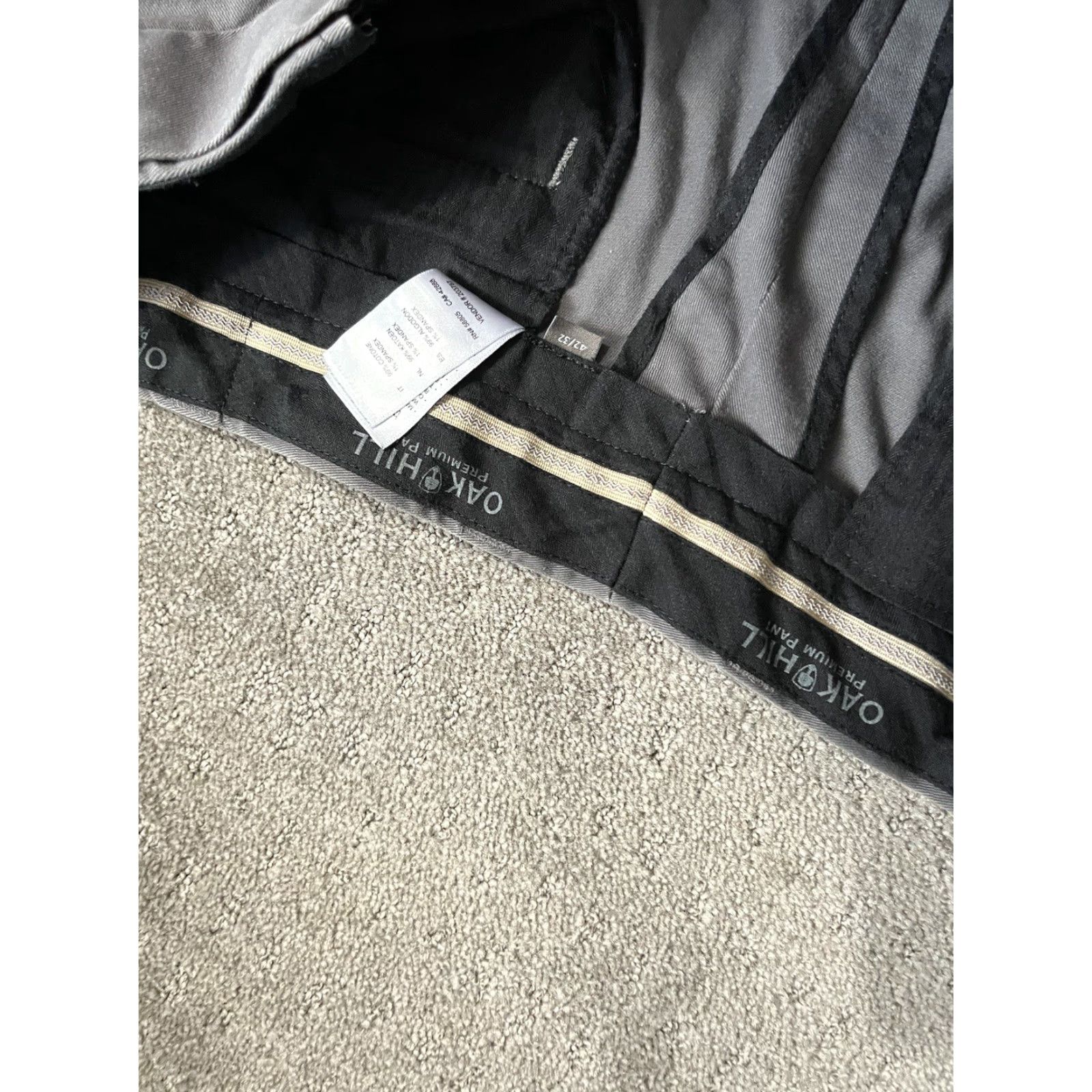 Vintage Oak Hill Khaki Pants Men 42x32 Gray Flat Front Cotton Relaxed Business Casual Formal Button Zipper Regular Inseam 32 Size US 42 / EU 58 - 5 Thumbnail