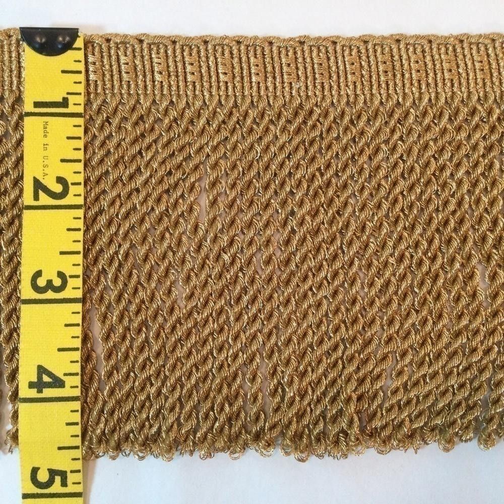 Designer Wide Gold Metallic Bullion Fringe - 2 Yards Size ONE SIZE - 2 Thumbnail