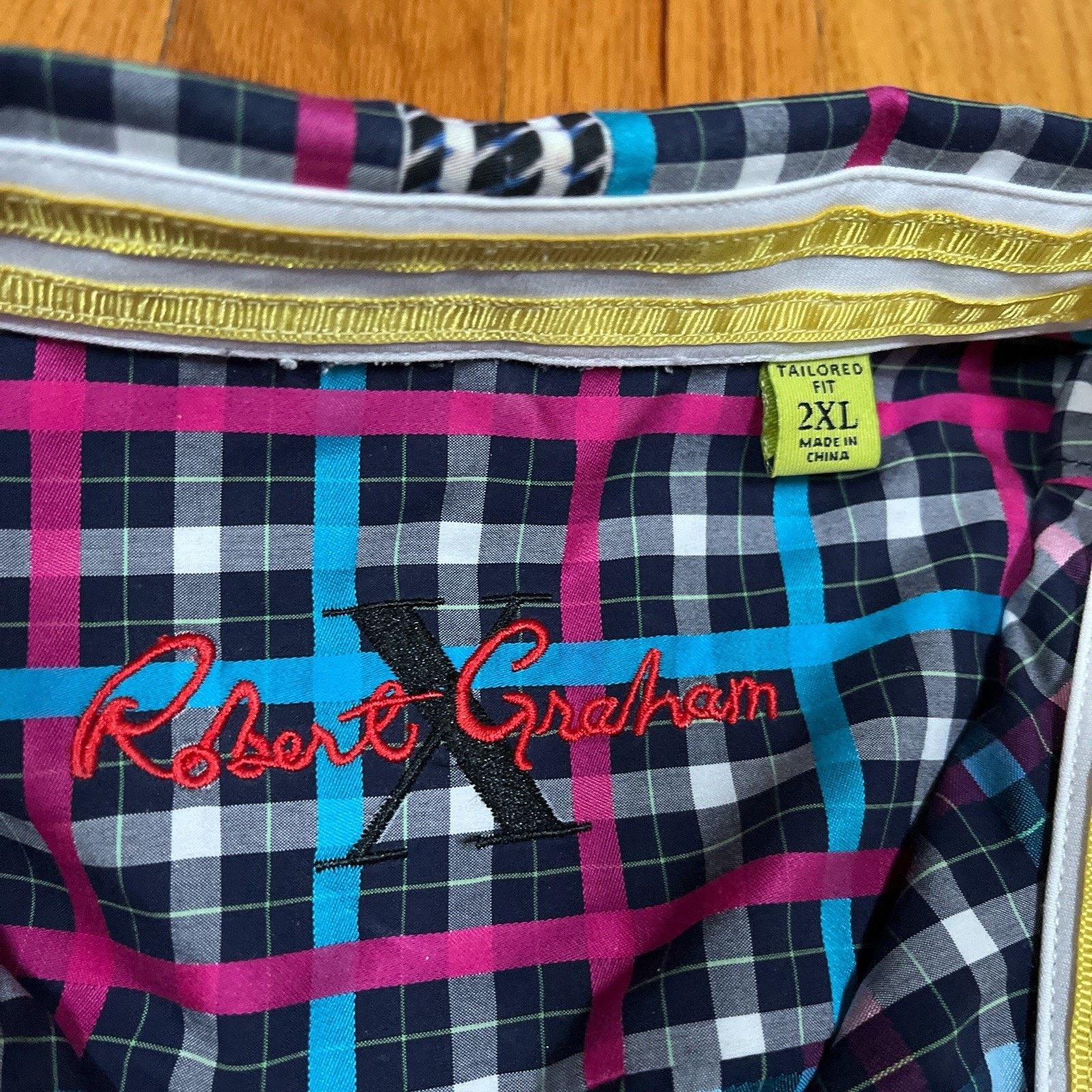 Robert Graham Robert Graham X Tailored Fit Flip Cuff Gingham Grid Plaid Size US XXL / EU 58 / 5 - 4 Thumbnail