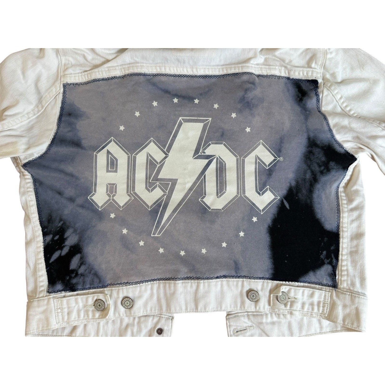 Levi's AC/DC Vintage Retro Jacket Tie Dye 70s 80s Metal Rock Denim Size S / US 4 / IT 40 - 7 Thumbnail