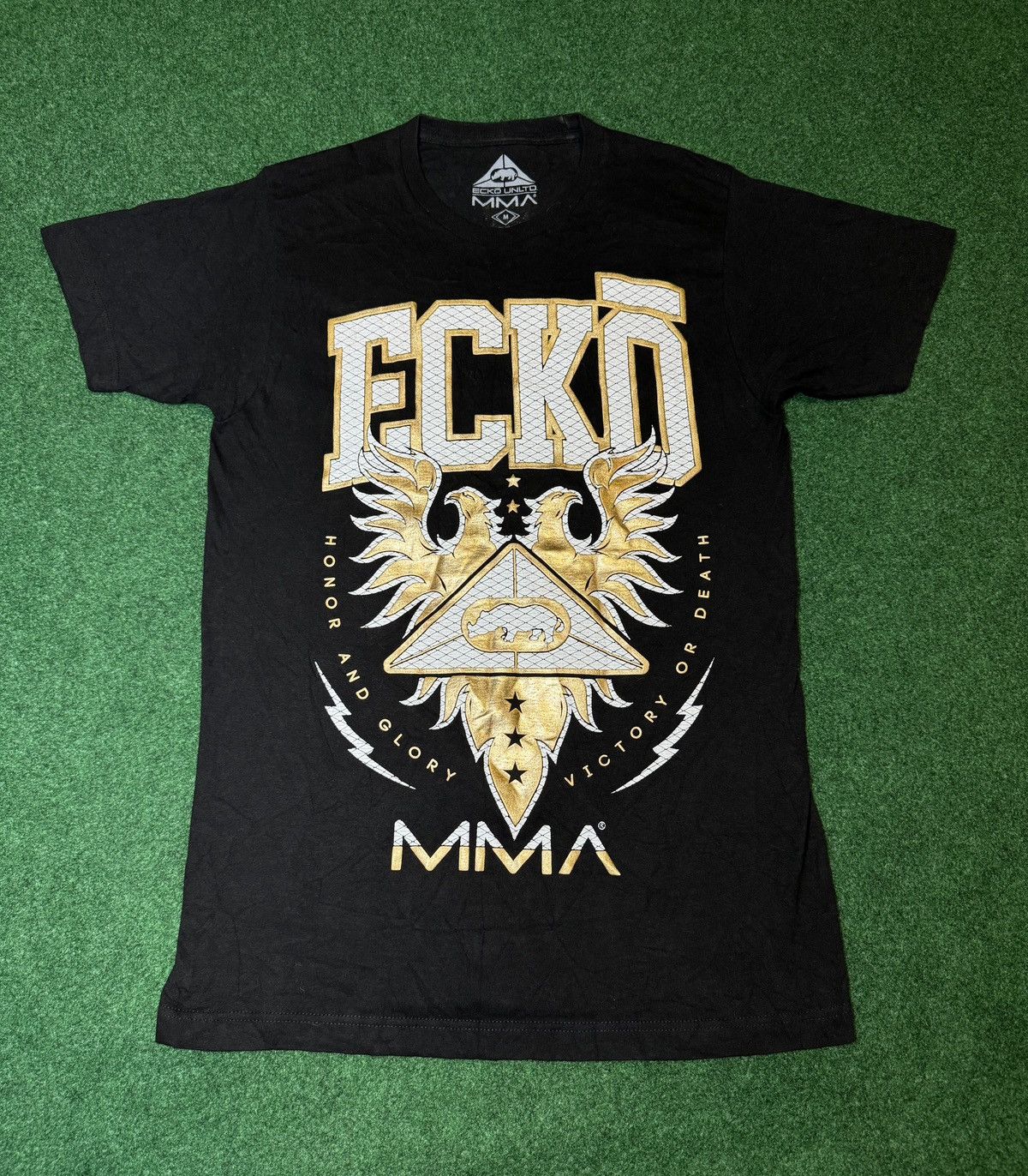 Ecko Unltd. Y2K MMA Ecko USA Slim Black Gold Mens Medium Tall T Shirt Size US M / EU 48-50 / 2 - 1 Thumbnail