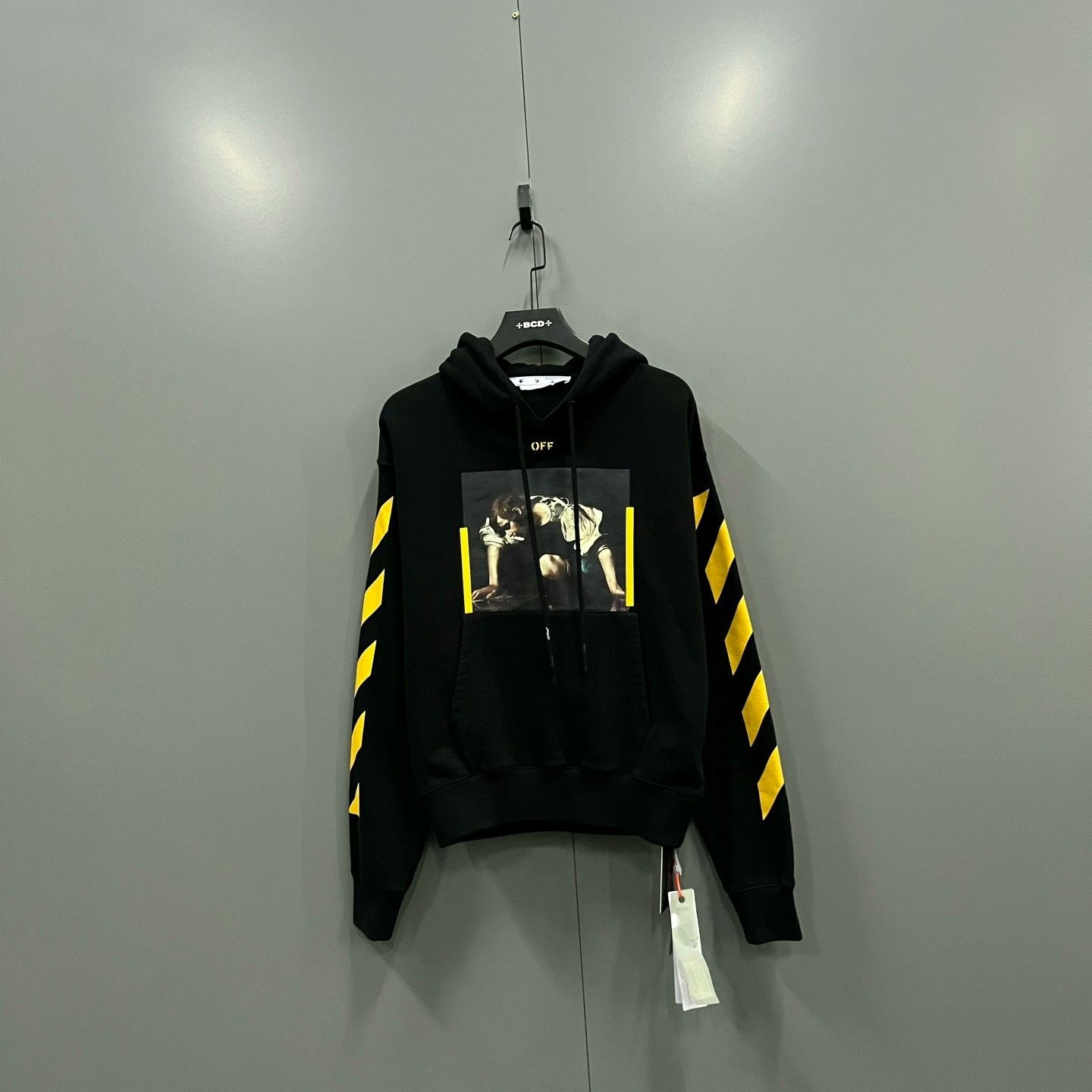 Off-White OFF White Yellow Tape Logo Hoodie Size US XXS / EU 40 - 1 Thumbnail