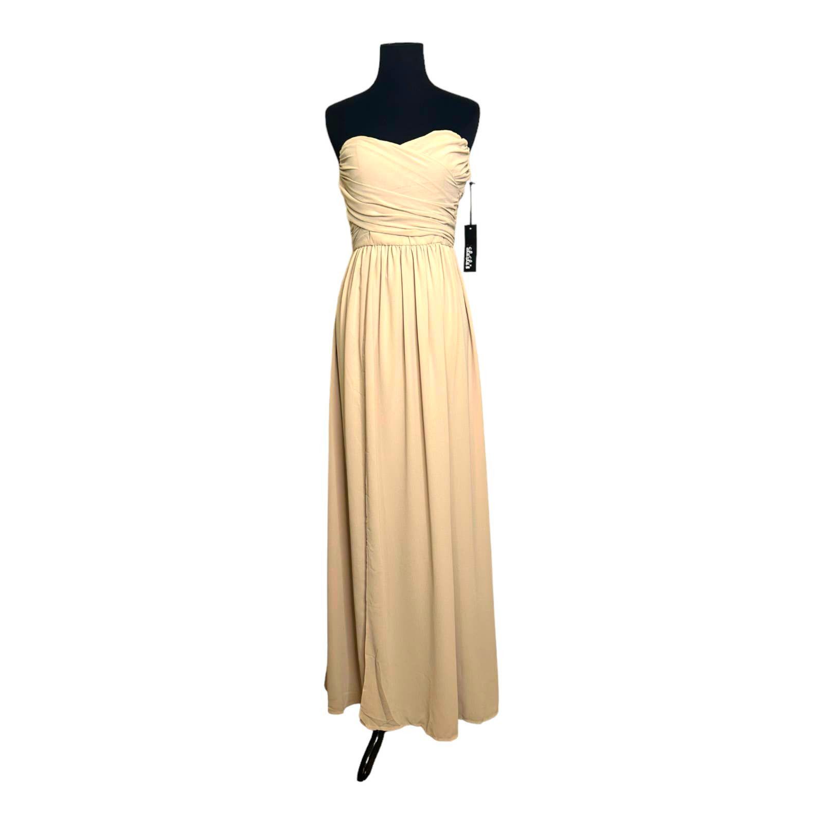 Lululemon Lulu's Moonlight Serenade Beige Strapless Maxi Dress size L Size L / US 10 / IT 46 - 11 Thumbnail