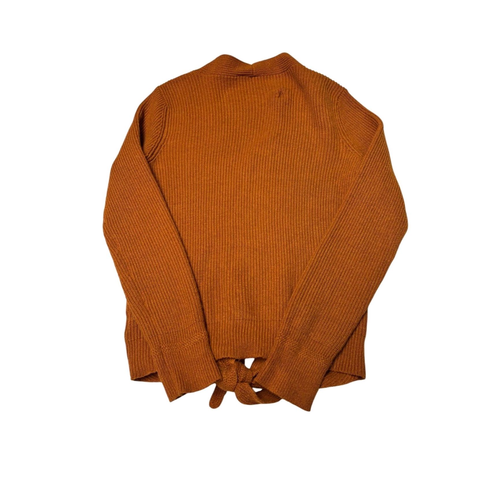 Anthropologie MOTH Anthropologie Burnt Orange Ribbed Tie Front V-Neck Sweater XS Ladies Knits Pullover Long Sleeve Knit Fall Winter Spring Casual Womens Size XS / US 0-2 / IT 36-38 - 6 Thumbnail