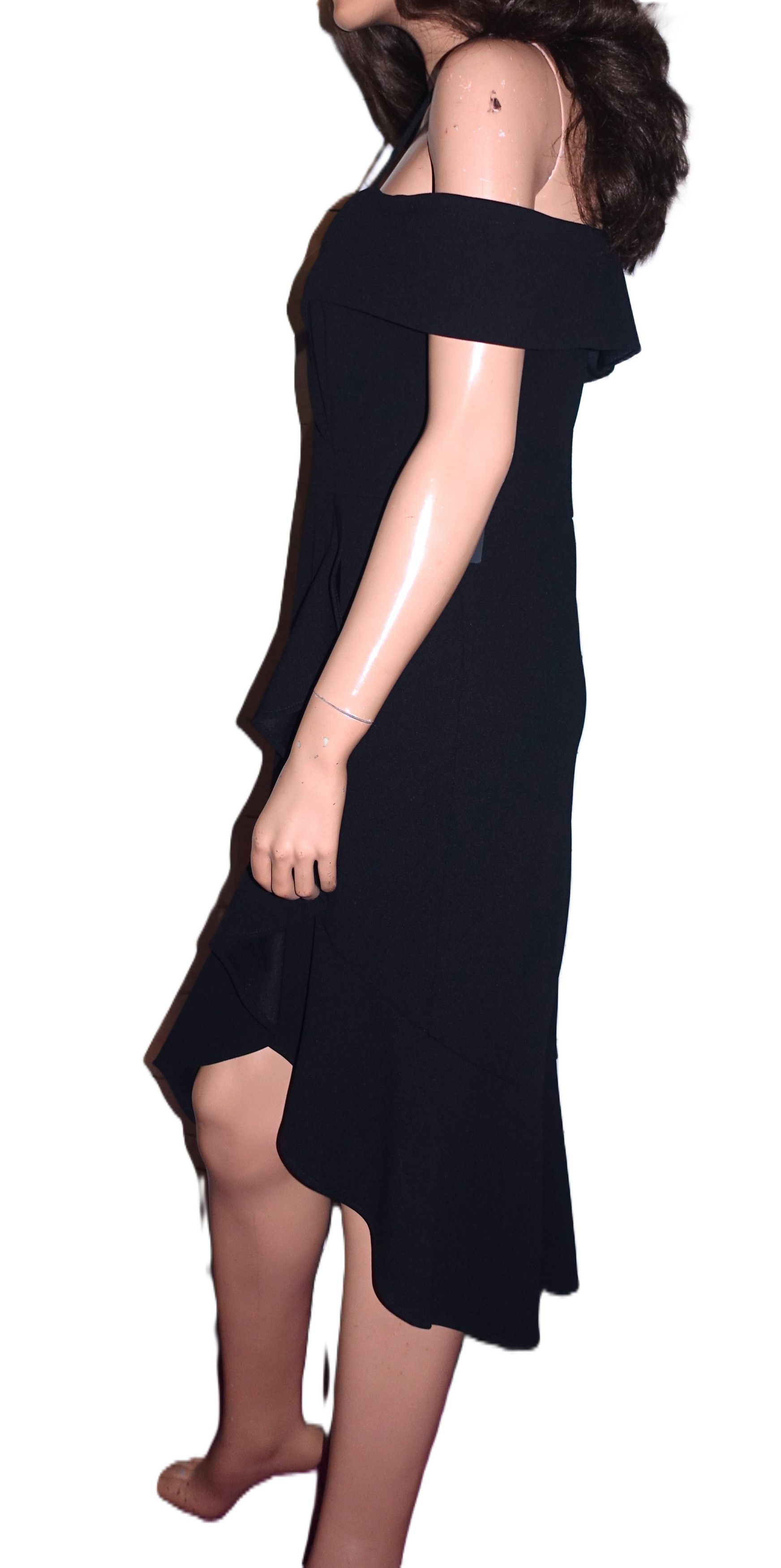 Bebe Bebe Black Cold Shoulder Ruffle Dress 6 NWT Size M / US 6-8 / IT 42-44 - 4 Thumbnail