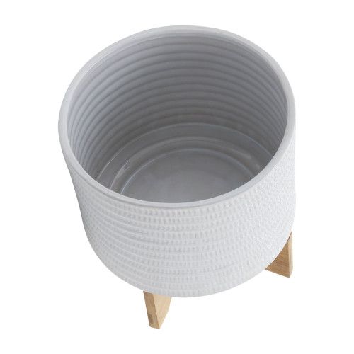 Designer × Homemade 10" TEXTURED PLANTER W/ STAND, WHITE Size US L / EU 52-54 / 3 - 5 Thumbnail
