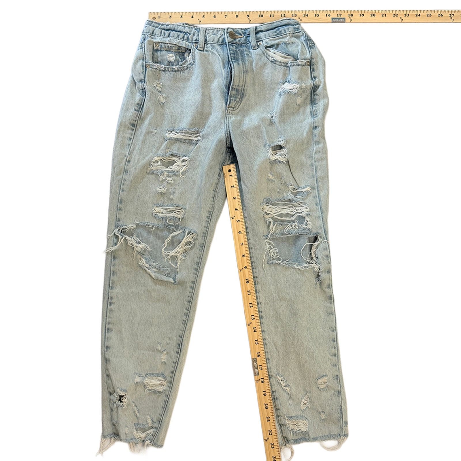 Garage Light Wash High-Waisted Destroyed Mom Jeans in Blue Size 26" / US 2 / IT 38 - 4 Thumbnail