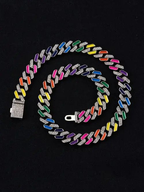Jewelry Retro Punk Rhinestone Necklace Chain Size ONE SIZE - 2 Thumbnail