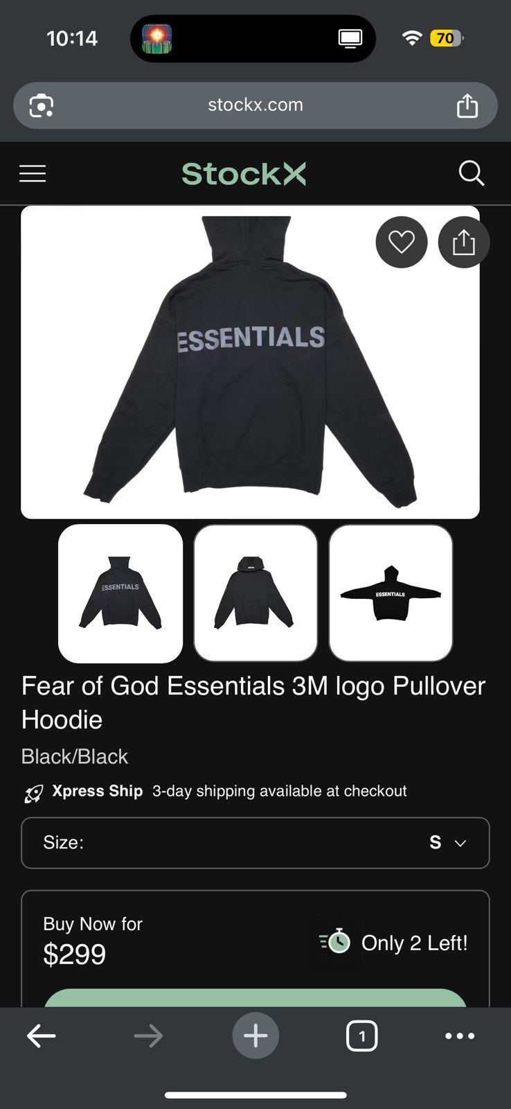 Fear of God 🔥Fear of God Essentials 3M Graphic Hoodie FW19 Black SZ S Size US S / EU 44-46 / 1 - 12 Thumbnail