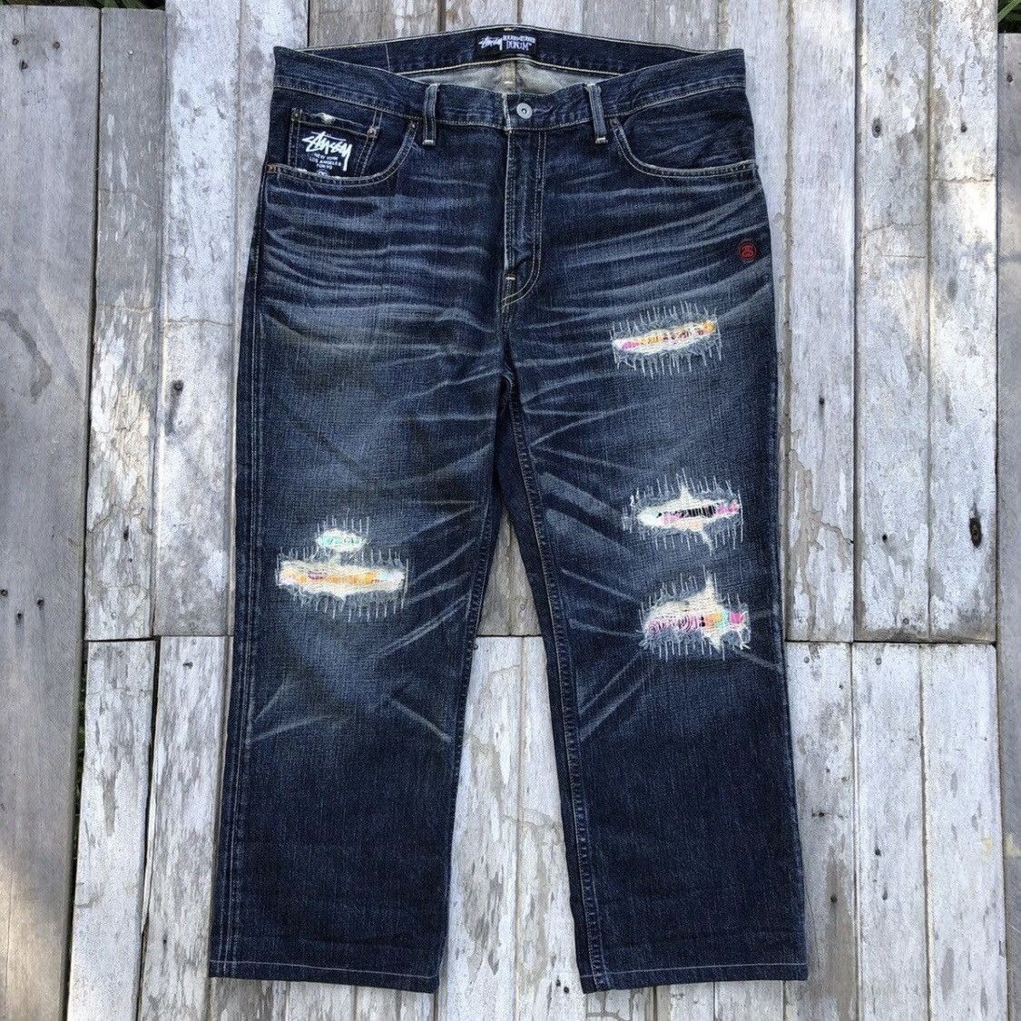 Levi's x Stussy Distressed Pacthwork Design Jeans